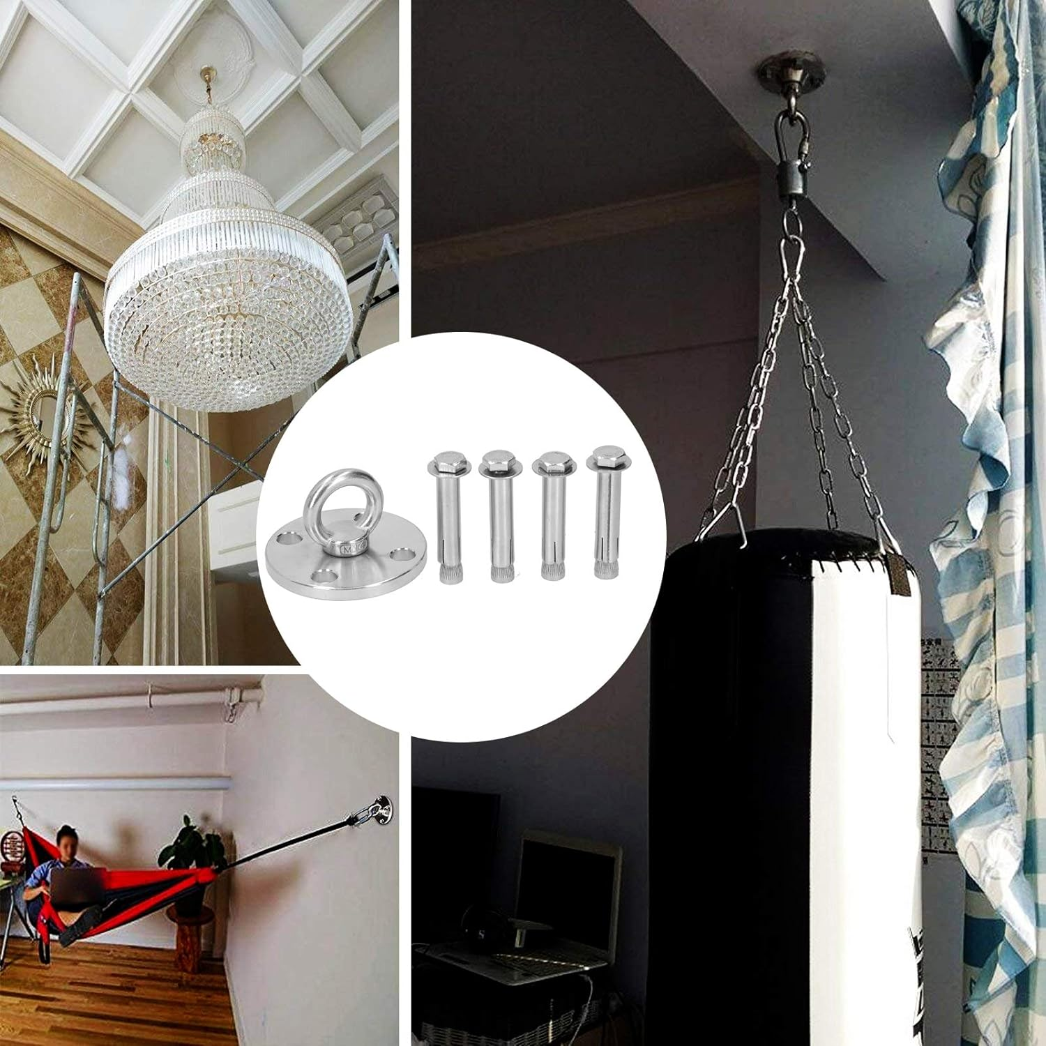 Ceiling Mount Hook, Silver Fixing Hanger, for Hanging Chair Hammock Indoor Sandbag Outdoor Swing(Dg-08) image number 4