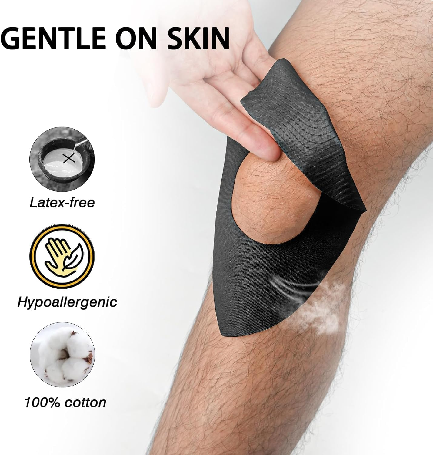 Pre-Cut Waterproof Knee Tape, 12Pcs Precut Kinesiology Tape for Knees, Waterproof Pre-Cut Knee Kinesiology Patch, Precut Elastic Sports Kinesiology Patch image number 6