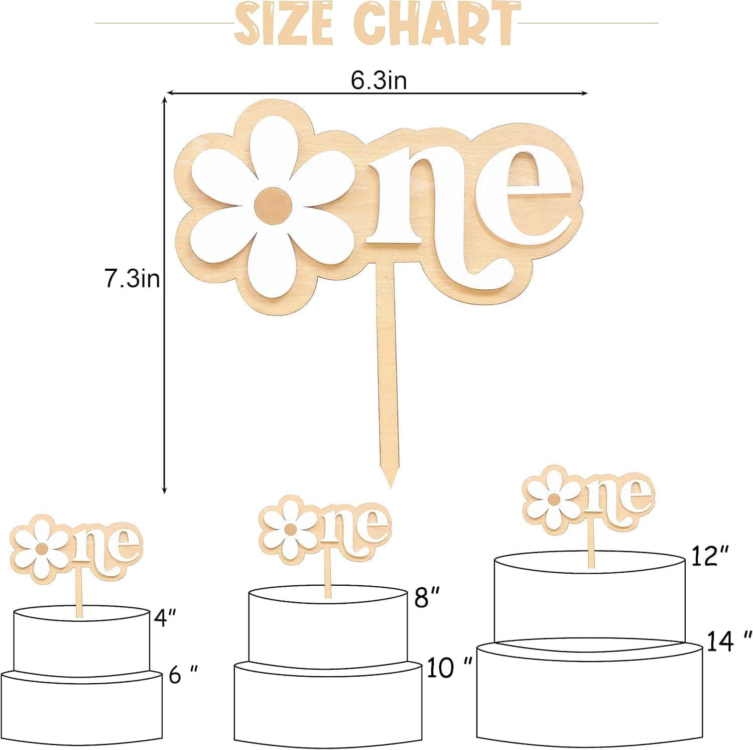 Bicuces Daisy Cake Toppers Daisy Birthday Party Decorations Daisy Cake Decorations Decorations One Birthday Cake Topper Wooden Bohemian Cupcake Topper Cake Decorations for Hippie Party Supplies