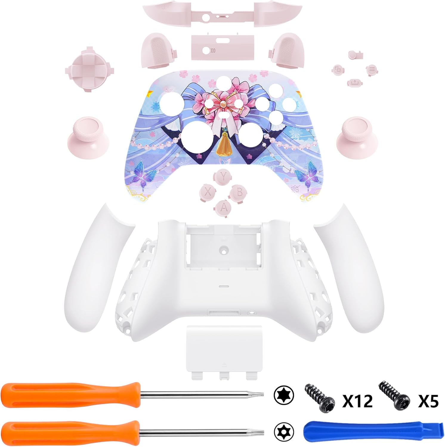 Extremerate Full Set Shell Buttons for Xbox Series X & S Controller, Cryo Impact Custom Replacement Side Rails Grips Front Back Plate Cover for Xbox Core Wireless Controller - Controller Excluded image number 1