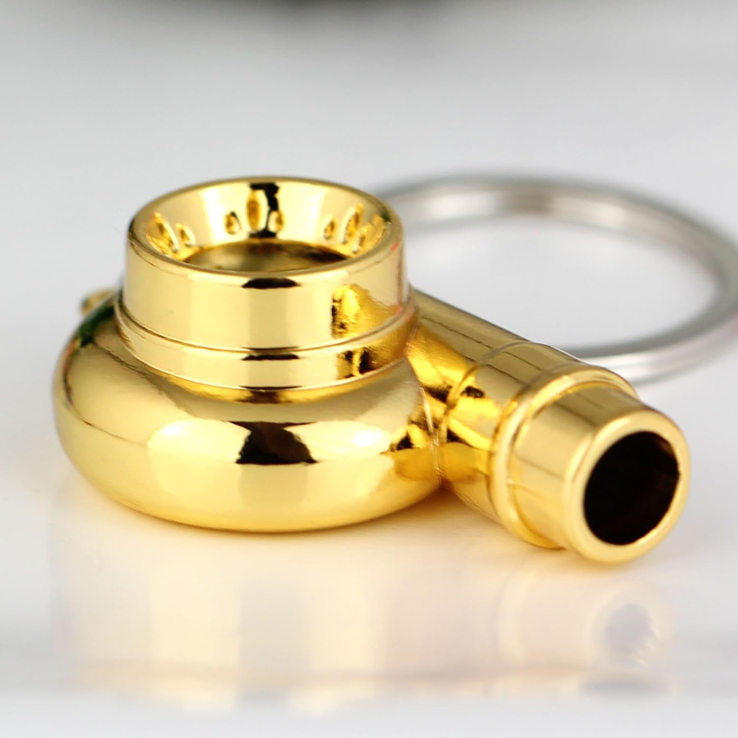 Car Turbo Keychain, Creative Metal Spinning Turbocharger Key Fob, Universal Vehicle Part Keychain Key Ring Decoration - Silver image number 6