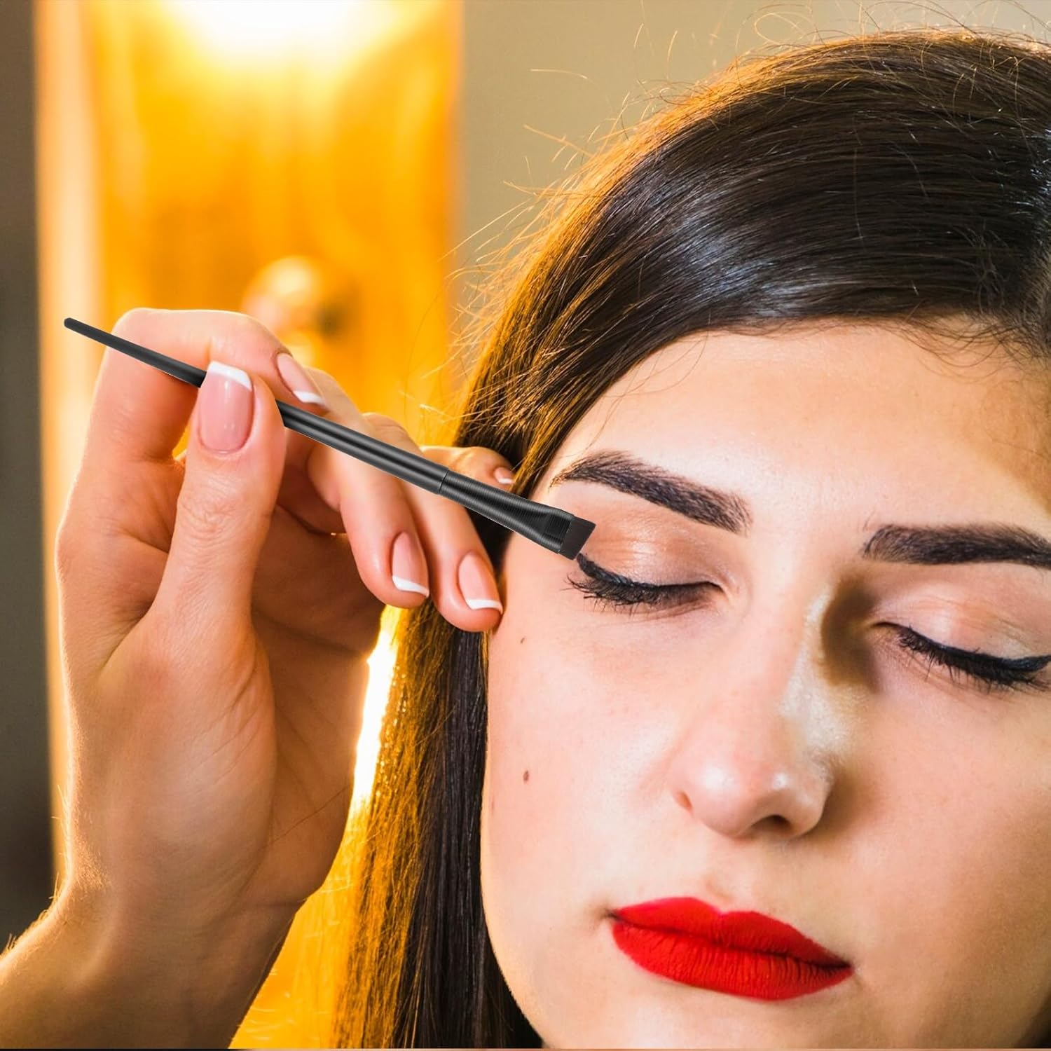 12 Pack Eyebrow Tint Brush Set - Angled Eyeliner, Flat Ultra Thin Eyeshadow Brush, Eye Makeup Applicator - Fine Slanted Eyebrow Brush image number 4