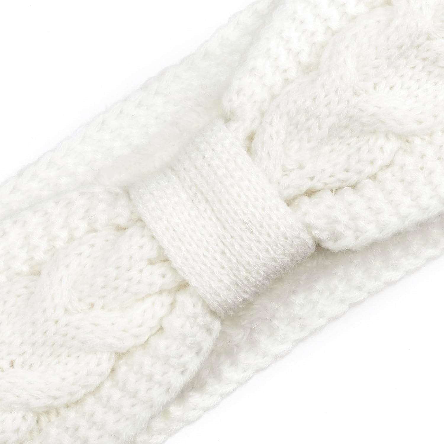 KOMUNJ Winter Headband, Women'S Headbands, Knitted Thick Hair Band, Knitted Warm Headbands, Ear Warmers, Headband for Women and Girls (2 Pieces, White, Pink) image number 1