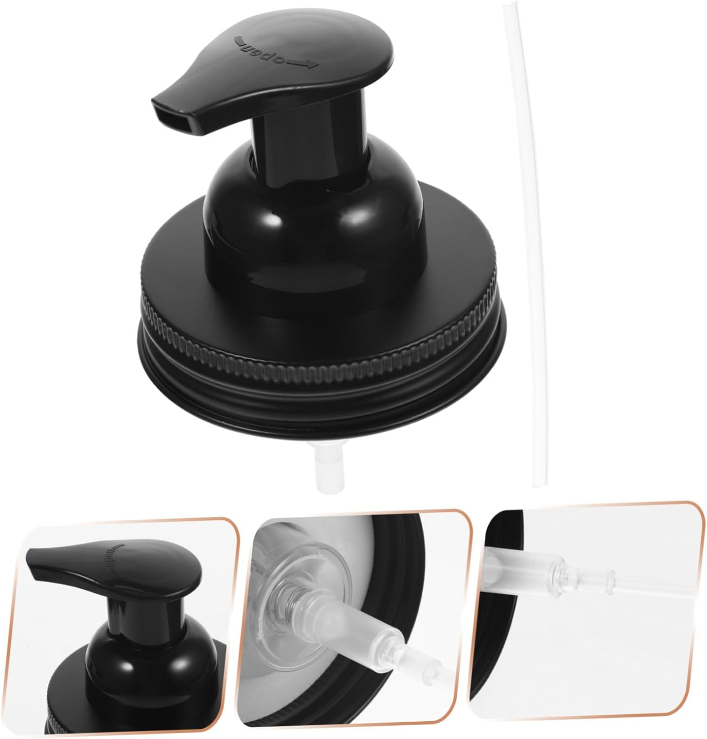 Healvian Stainless Steel Foam Dispenser Pump Replacement for Mason Jar Lid Lotion and Liquid Soap Jar Pump with Efficient Hand Press Compact Design for Bathroom and Kitchen Use image number 4