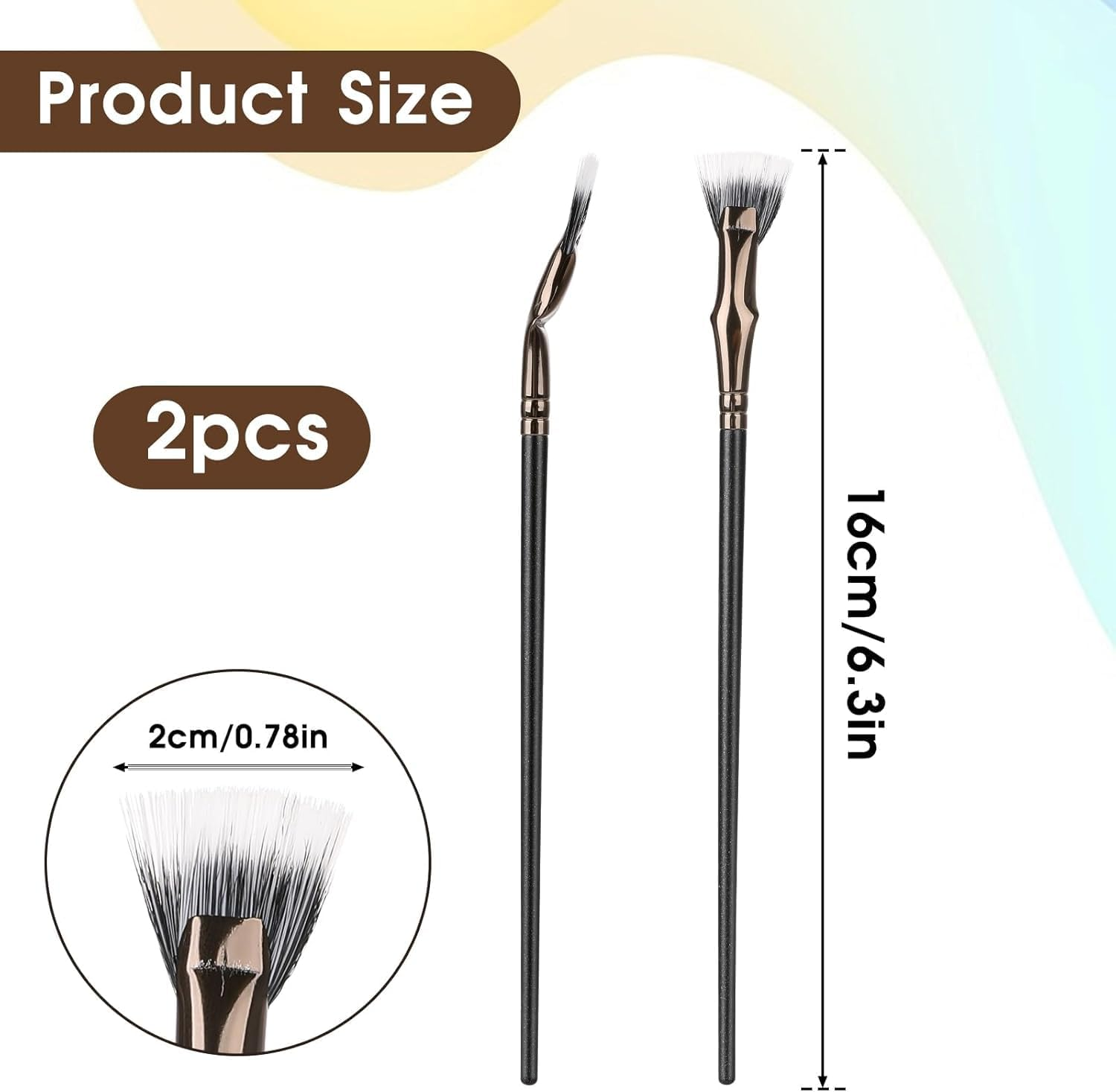 Eyelash Comb and Mascara Brush for Lashes, 2Pcs Lash Fan Brush Folding Angle Scalloped Lash Brush, Eyebrow Brush, Angled Fan Shaped Eyelash Brush image number 6