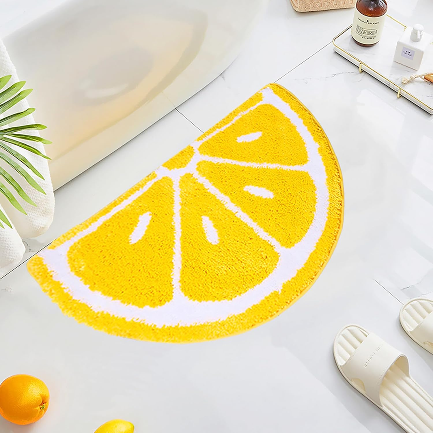 LEVINIS Bathroom Rugs Yellow Fruit Lemon Bath Decor Mat Non Slip Soft and Water Absorbent Bath Rug for Bathroom, Shower, Tub, Bedroom 31"&times;19"