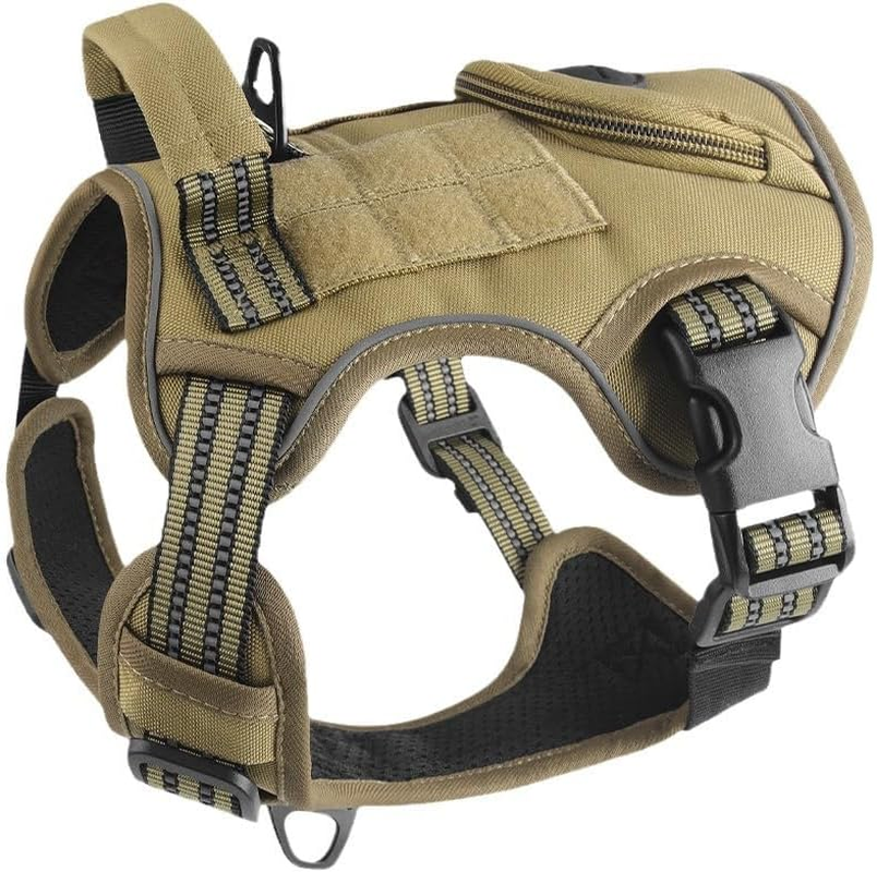 UOSIA No Pull Tactical Dog Harness Escape Proof Molle Dog Vest Harness Reflective Adjustable Military Service Dog Harness with Handle for Training Hunting Walking