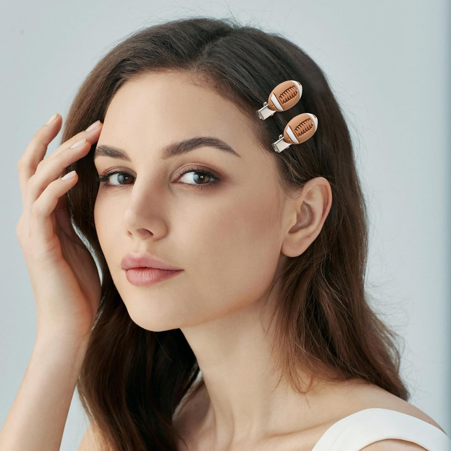 10 Pcs American Football Hair Clips Rugby Hair Accessories Sports Hair Clips for Women Girls Kids Thick Thin Fine Hair Clips image number 2