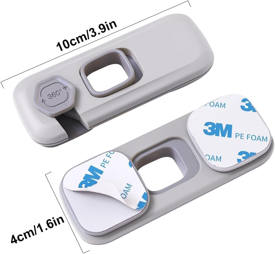 5-Pack Sopco Child-Proof Refrigerator & Multi-Surface Safety Locks (Updated Grey) 5 Pieces of Sopco Child-Proof Safety Locks &ndash; Designed for Refrigerators, with Strong Sticky Adhesive Pads for Tool-Free Installation. image number 3
