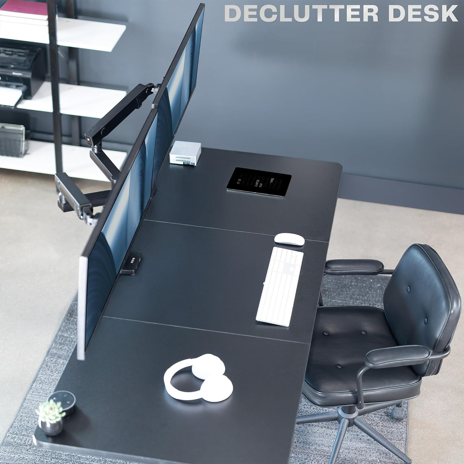 VIVO Premium Aluminum Full Motion Dual Monitor Desk Mount Stand with Lift Engine Arm, Pole Extension, and USB Ports, Fits Ultrawide Screens up to 35 Inches, STAND-V102BDU