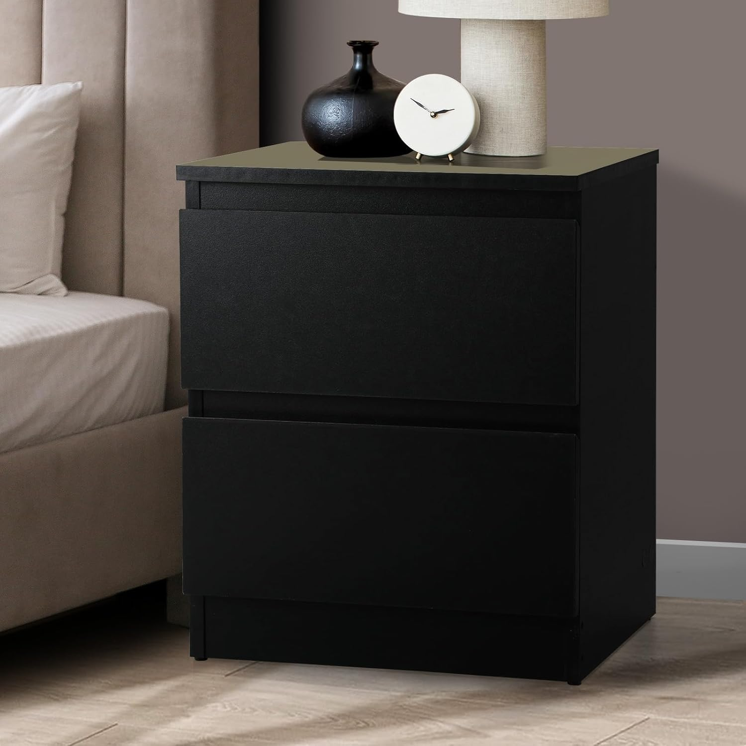 Oikiture White Bedside Table with 3 Drawers Bed Side Table