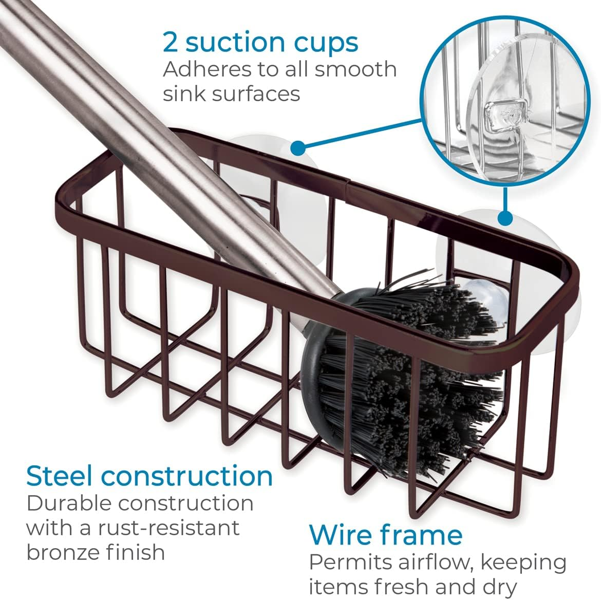 Interdesign Gia Kitchen Sink Suction Holder for Sponges, Scrubbers, Soap - Bronze image number 4