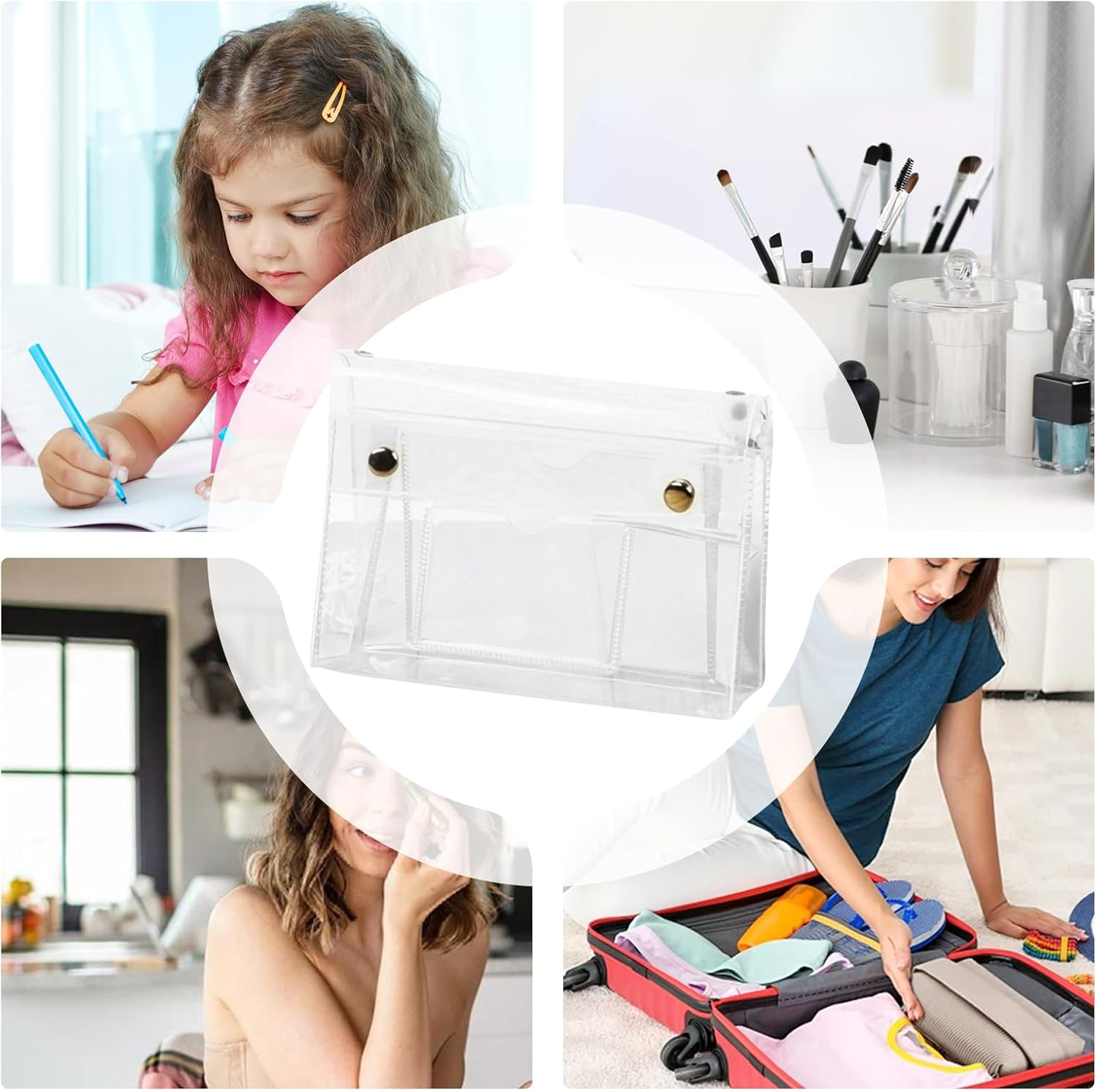 Makeup Bag - 6-Layer Pencil Bag - Portable Clear Pouch for Storage Cosmetic Toiletry Stationery School Travel Students Adults Teens image number 1