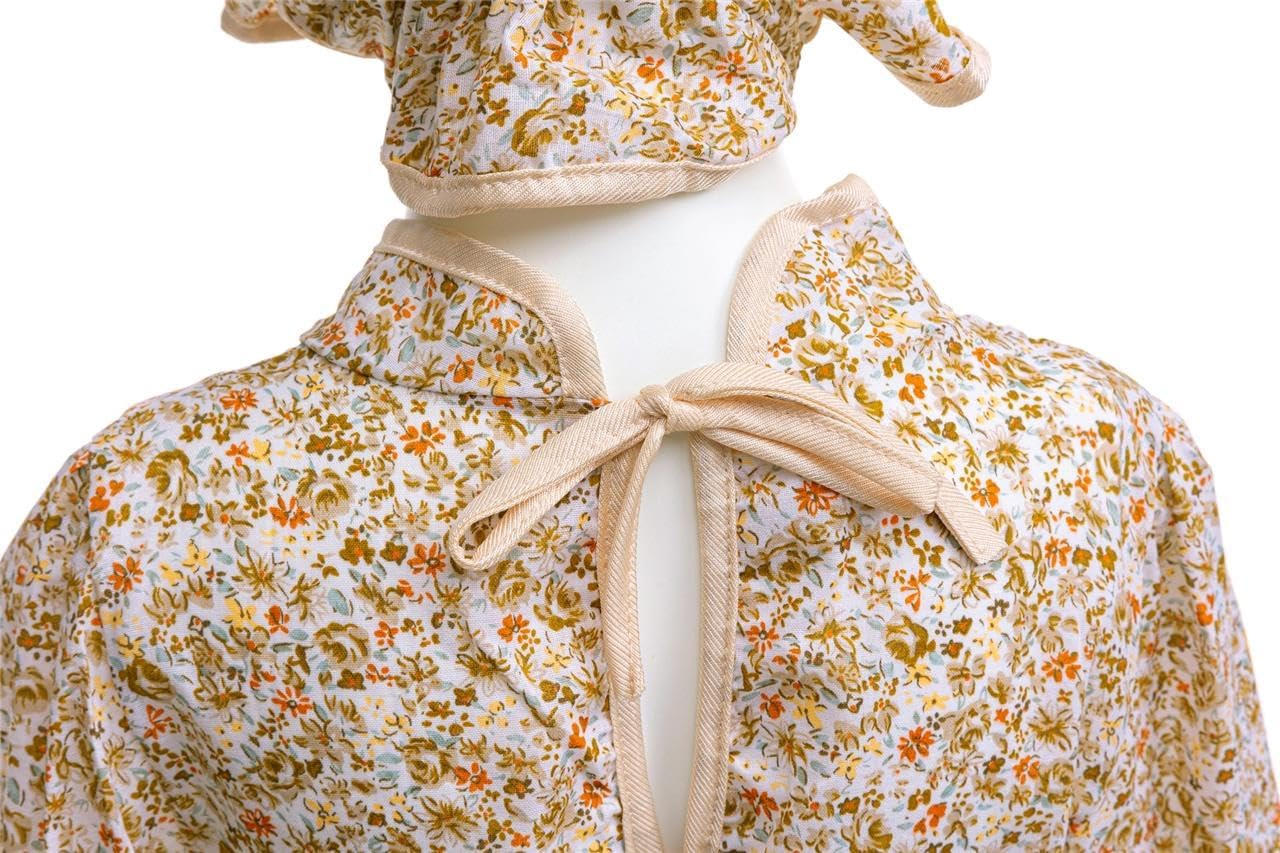 Dressy Daisy Pioneer Colonial Prairie Floral Dress Costume Clothing with Apron and Bonnet Hat for Little Girls Size 5-12 image number 2