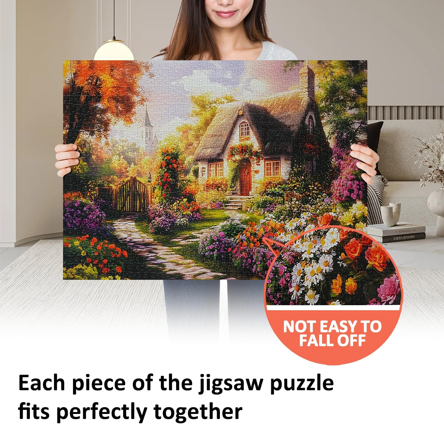 Jigsaw Puzzles for Adults 1000 Pieces Impossible Hard Difficult Challenging Puzzles for Adults 1000Pc Puzzle Country Garden House Landscape Jigsaw Puzzle 1000 Pieces 28 X 20 Inch image number 2