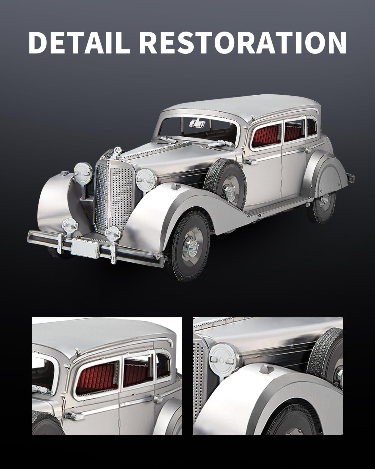 Piececool 3D Puzzles for Adults, Bulletproof Sedan 770K Model Kits Building, Car Model DIY Puzzle Set, Christams Gifts -154 Pcs - Silver image number 6