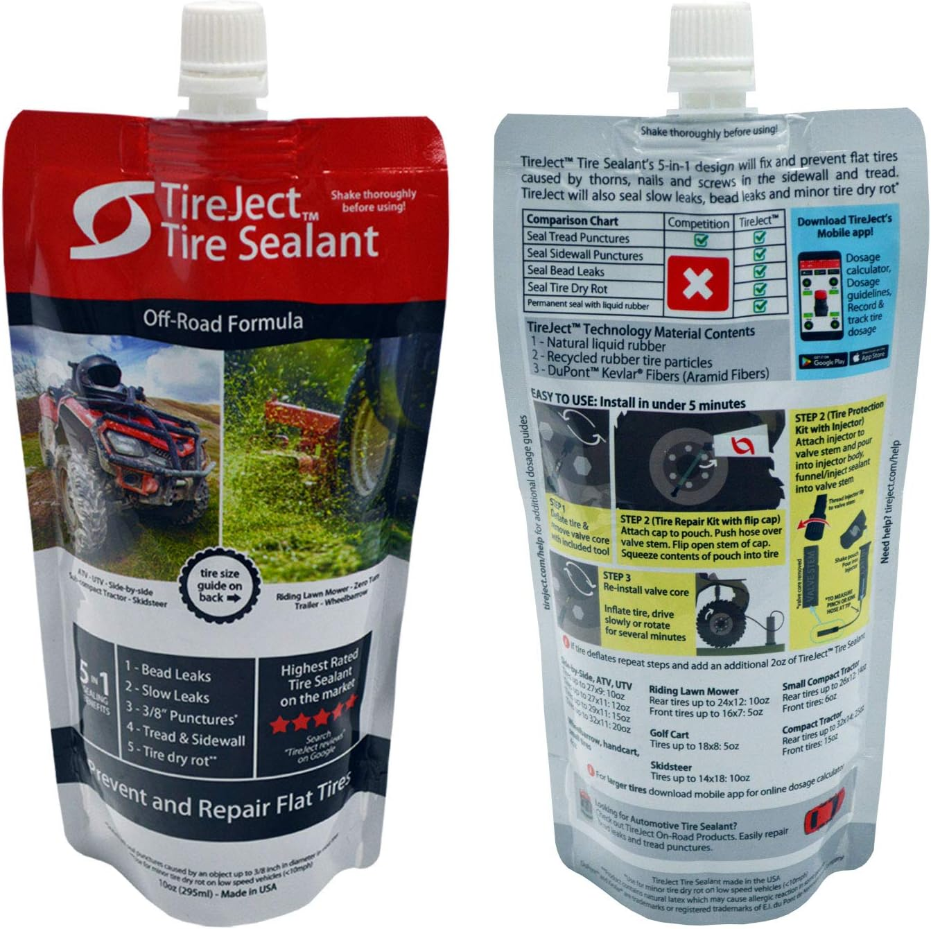 Lawn Mower Tire Sealant - Flat Tire Protection Kit with Sealant Injector image number 1