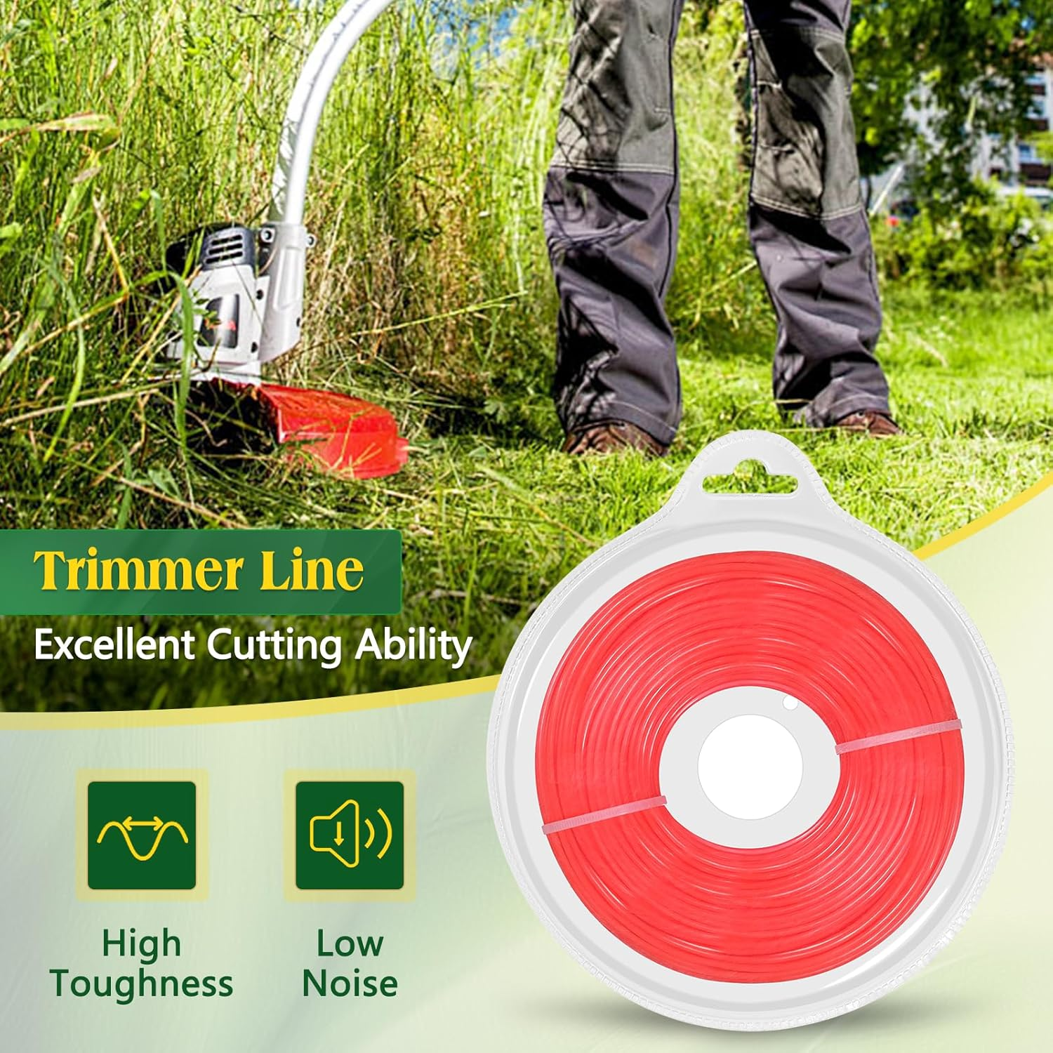 UCINNOVATE Orange 095 Trimmer Line, 278Ft round Weed Eater String, Flexible Nylon Weed Wacker String (2.4Mm&times;85M) for Mowers, String Trimmers