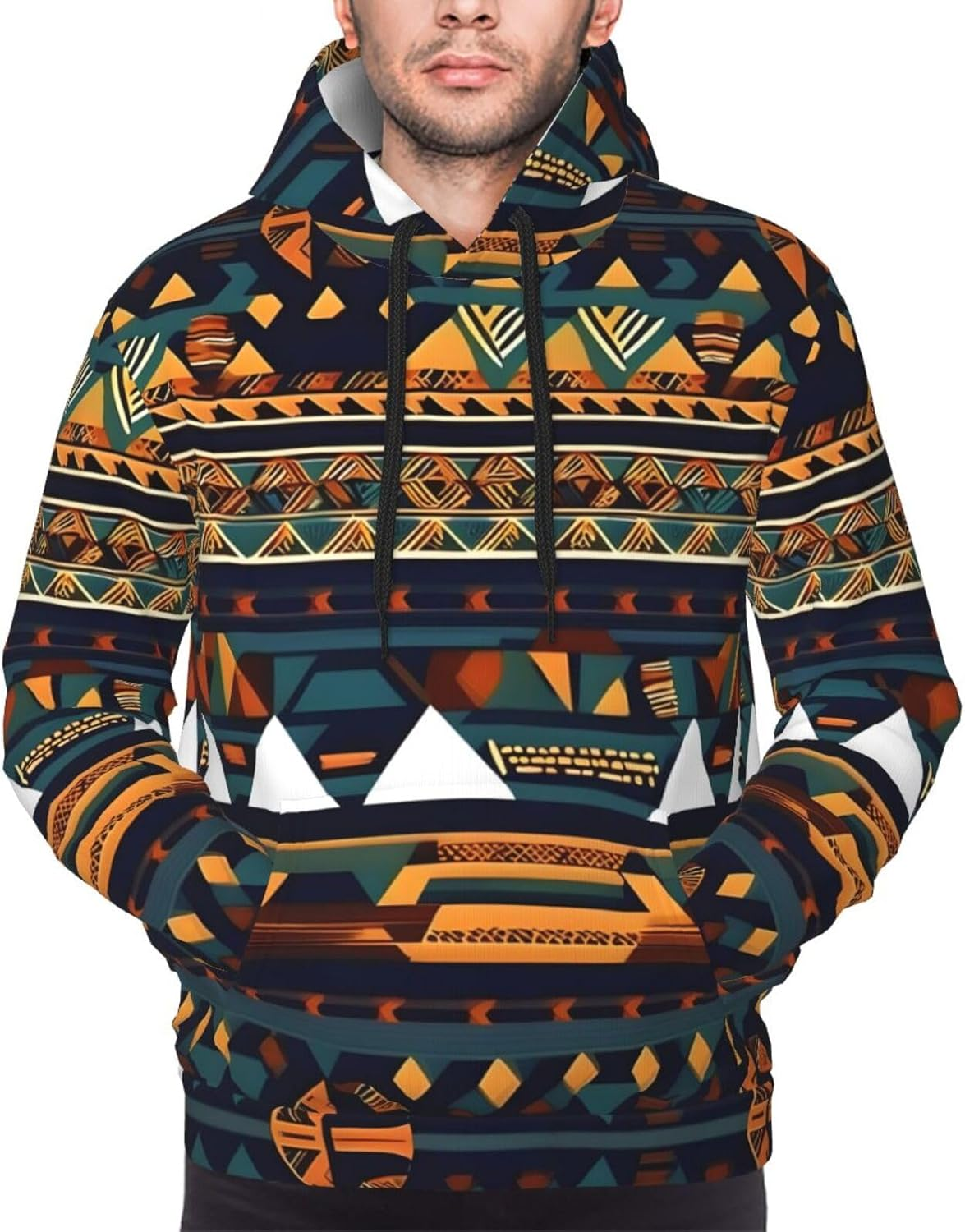 SDEGTHO African Ethnic Pattern Mens Christmas Oversized Hoodies Classic Hoodie Pullover Hoodies for Men Streetwear Sweatshirts image number 1