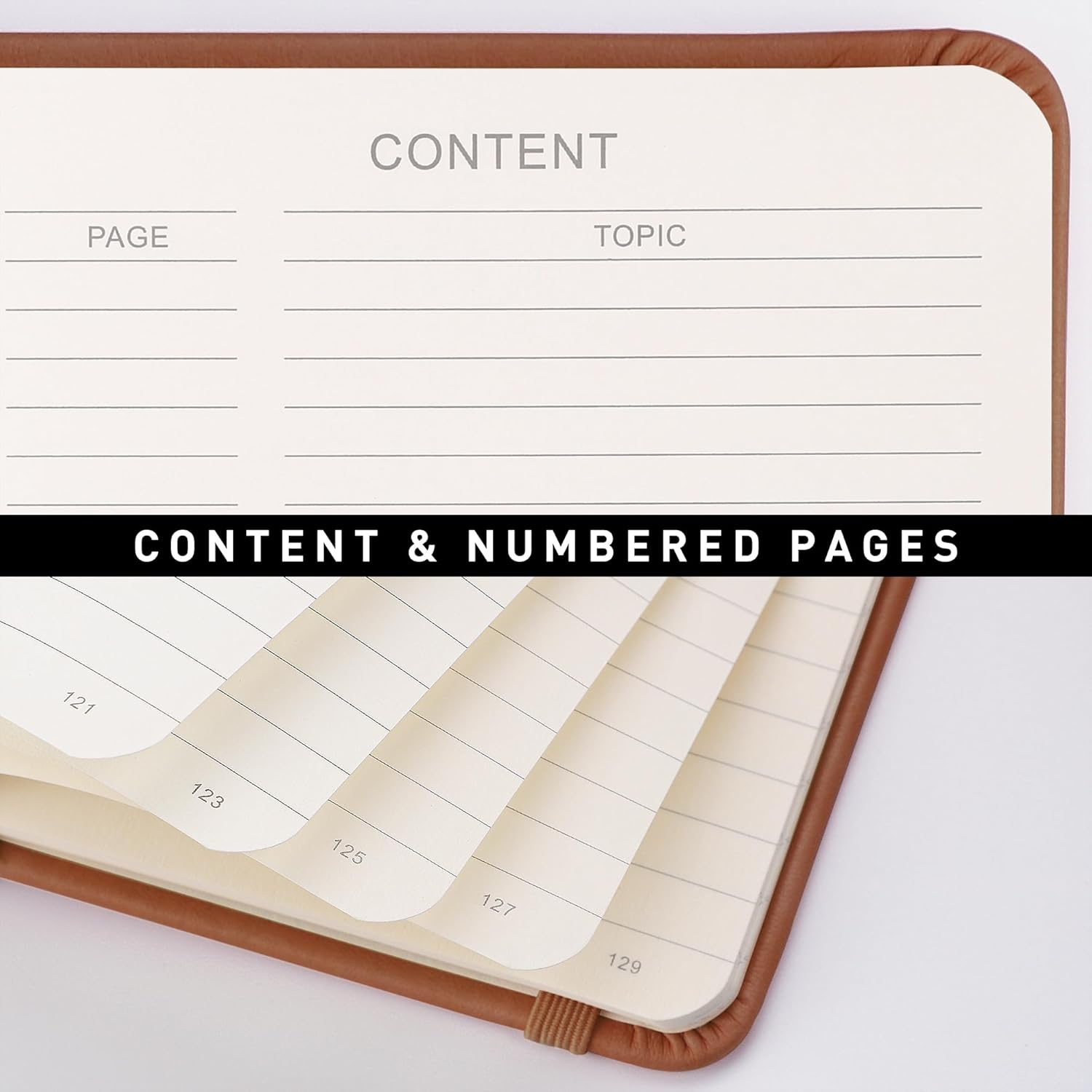 RETTACY College Ruled Notebook A5 - Leather Journal Writing Notebook with 192 Numbered Pages,Hardcover,100Gsm Thick Paper 5.75'' &times; 8.38'' image number 6