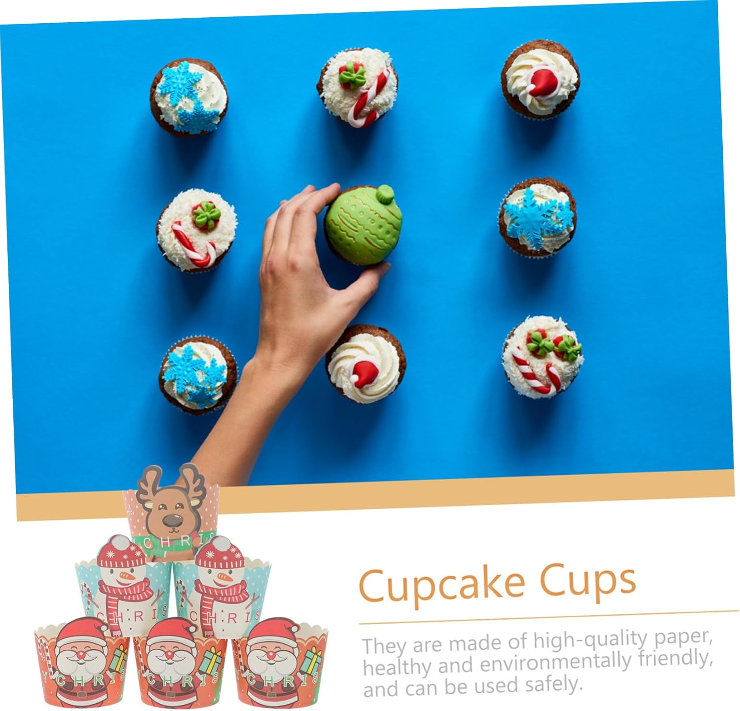 CHILDWEET Small Paper Christmas Muffin Cups 150Pcs Baking Paper Cups Heat Resistant for Holiday Party Baking Supplies image number 5