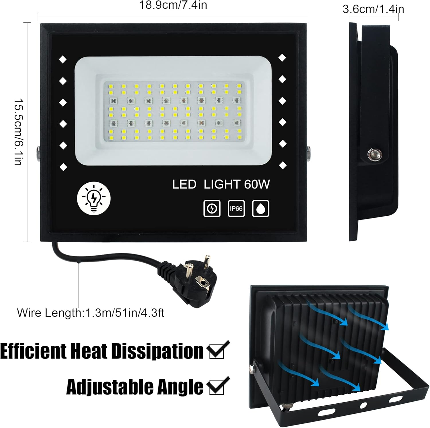 RGBW Flood Lights 2 Packs BOSITE Waterproof IP66 RGB + White LED Floodlight Dimmable Spot Lights with Remote/App Control for Garden, Patio/Yard/Stage Lighting/Christmas/Halloween Parties Decor image number 3