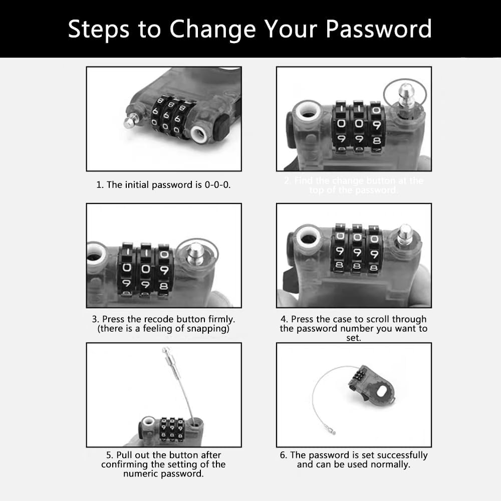 Maizoon 3-Digit Combination Lock with Retractable Cable Adjustable Length up to 1M/3.28Ft Easy to Use Password Reset Button Suitable for Travel Bag Gym Lockers Filing Cabinets 3 Pack