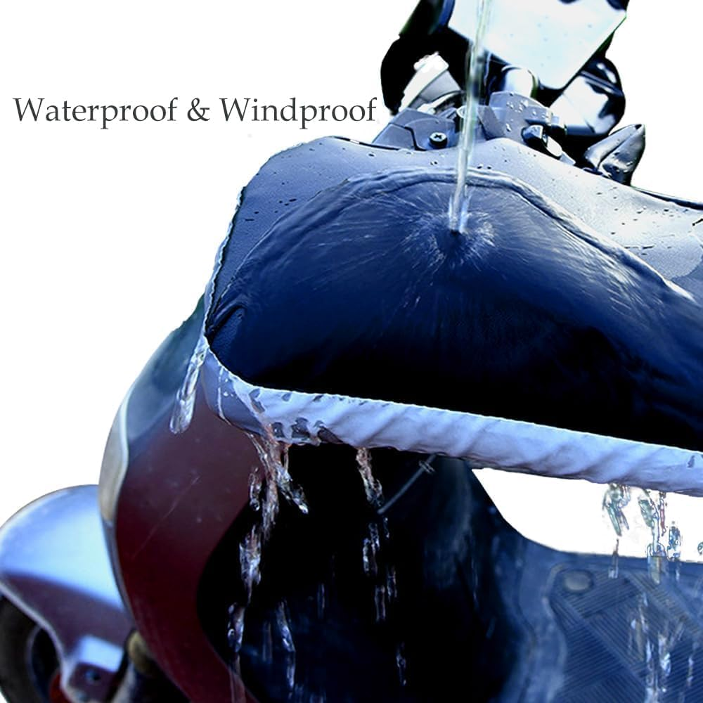 7JI Motorcycle Handlebar Mittens Muffs, Bike Handlebar Mitts Waterproof and Windproof Motorcycle Gloves Winter with Reflective Tape, Thickened Winter Gloves for Men and Women image number 3