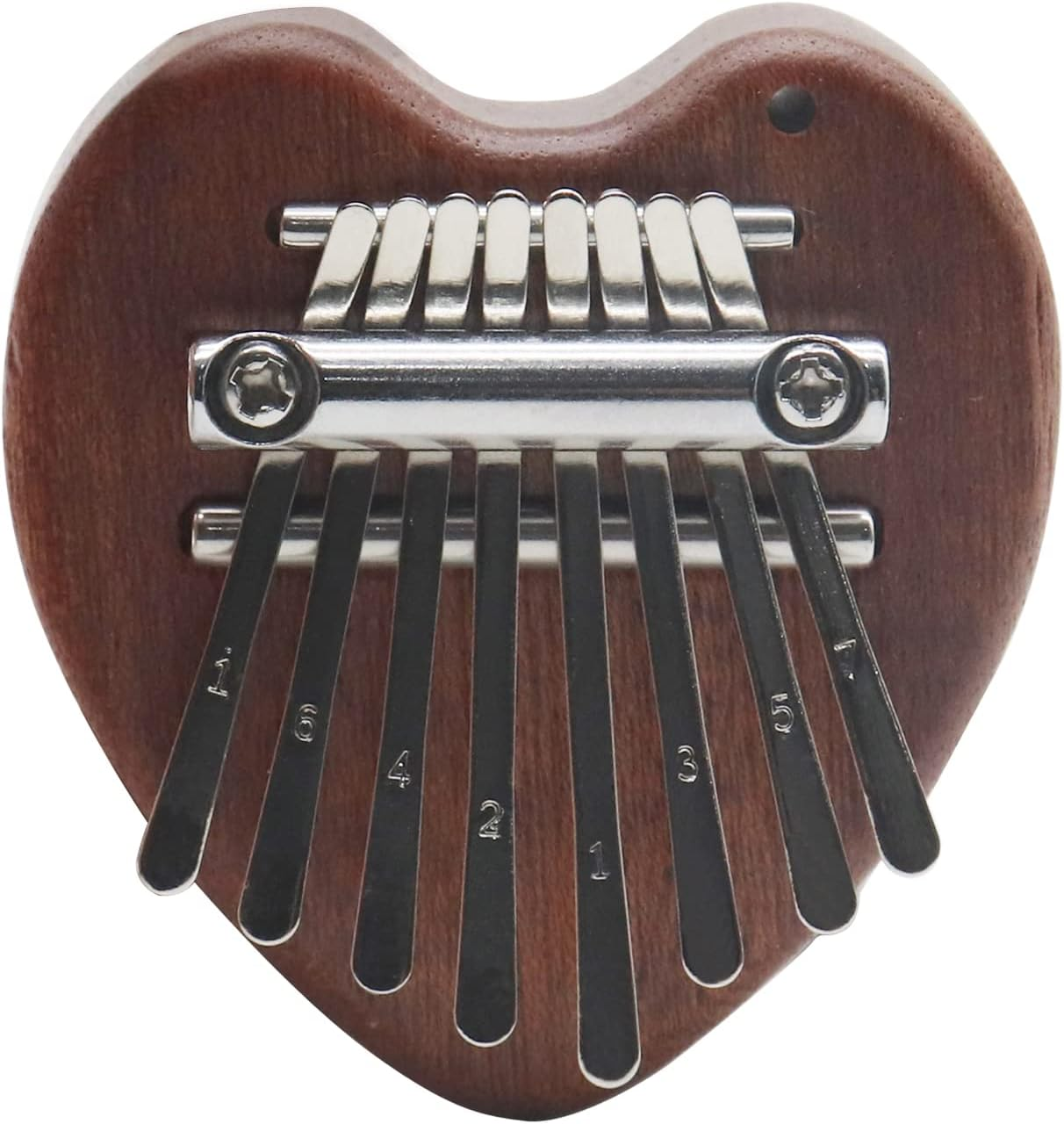 8 Key Mini Kalimba Worthplanet Mini Thumb Piano Portable Wooden Finger Piano with Black Lanyard Musical Instrument for Kids Adult Beginners W150011 (Heart-Shaped) image number 3