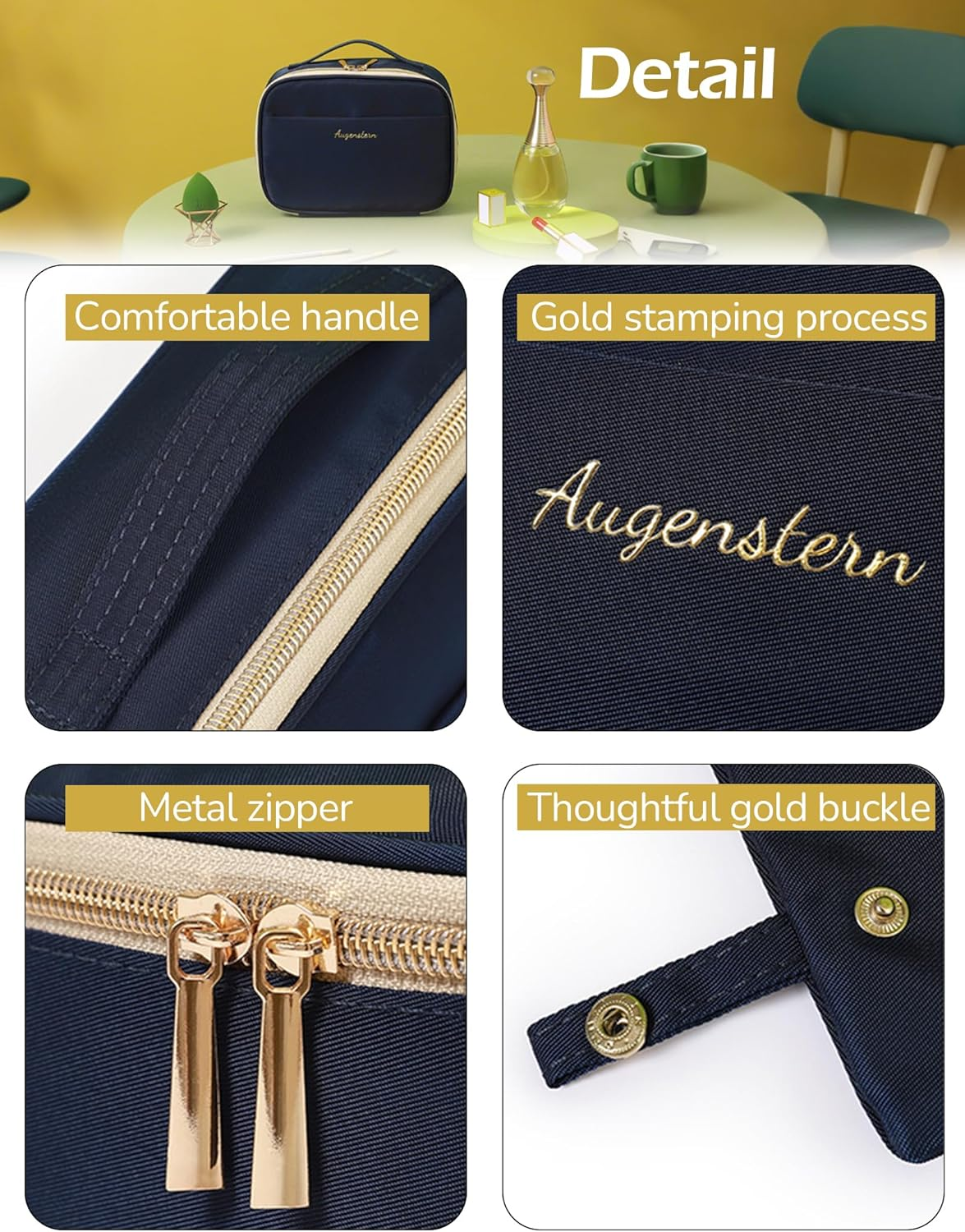 Travel Makeup Bag, Portable Cosmetic Bag, Toilet Bag, Fashionable and Detachable, Large Capacity Handheld Makeup Storage Bag Toiletry Jewelry Accessories for Women Girls, Traveler (Blue) - Blue image number 4