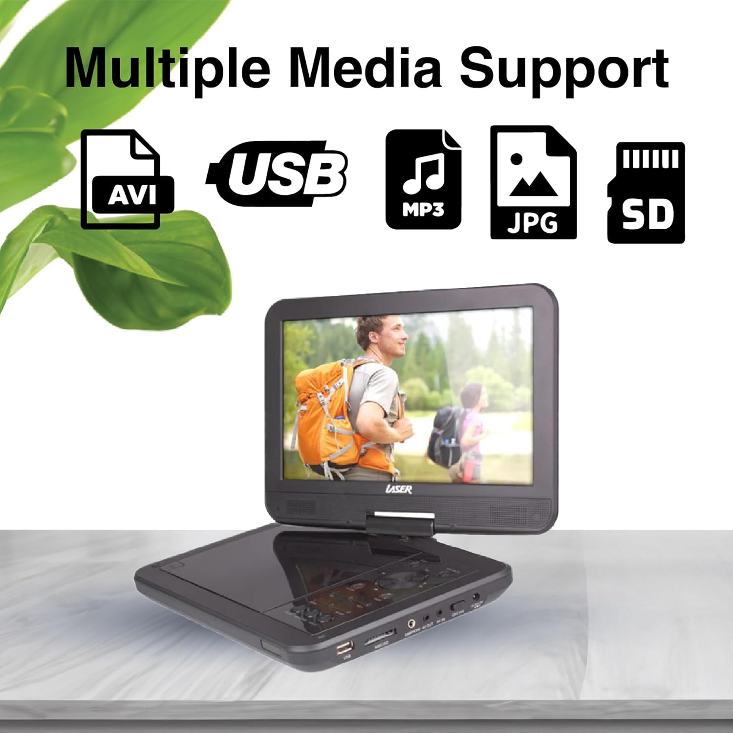 Laser 10&rdquo; Portable DVD Player with Anti-Skip Technology, Large Lithium Battery, and 180&deg; Swivel Screen for On-The-Go Entertainment image number 2