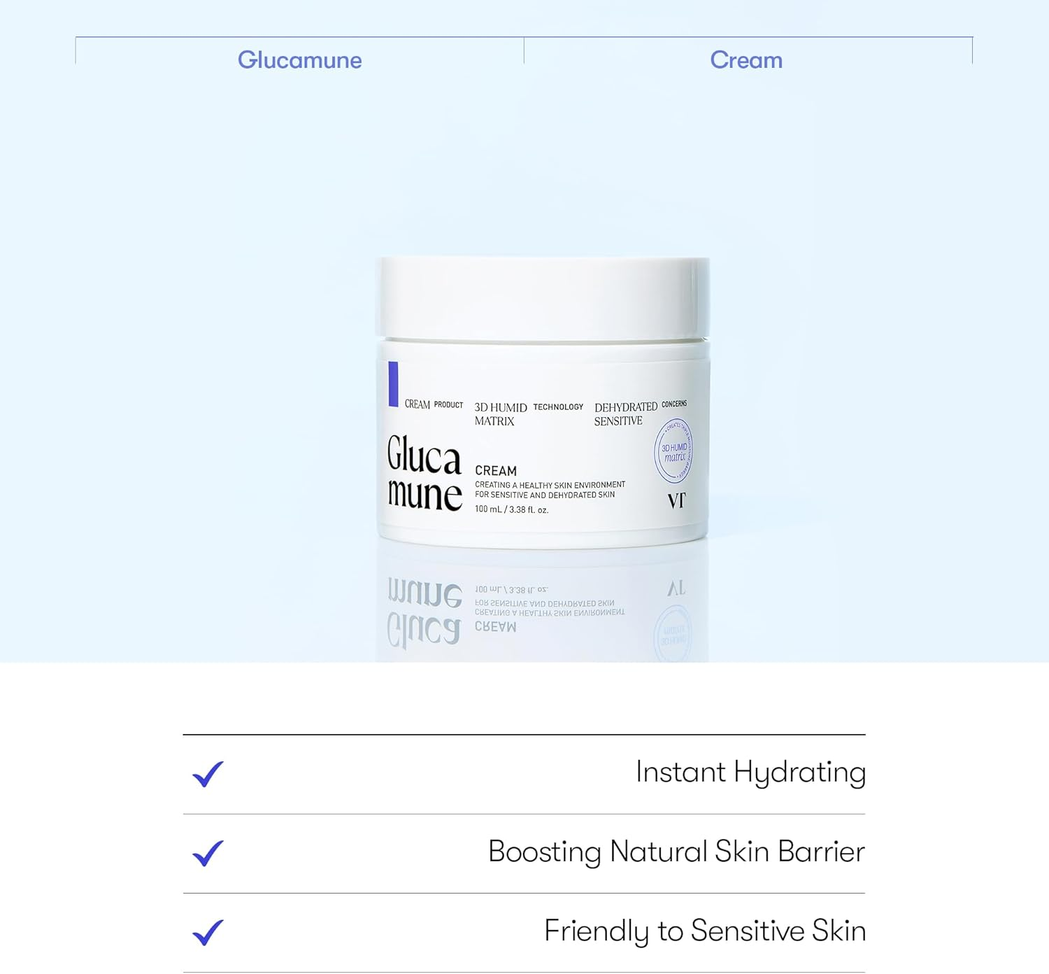 VT COSMETICS Glucamune Cream, Intensive Hydration, Soothing & Moisturizing Care for Sensitive Skin, Glow Finish (100Ml) image number 2