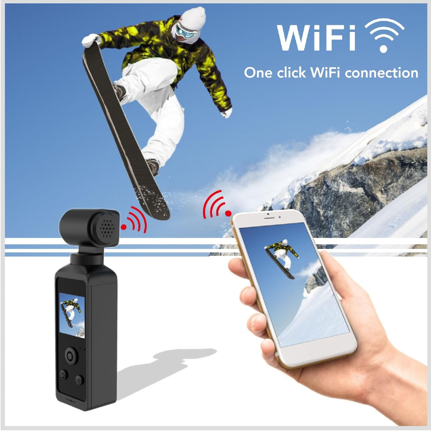 5K30FPS HD Vlog Video, Sports Camera with Built in Wifi and 270&deg; Rotatable Screen for Outdoor Riding, up to 30M Water Proof Depth with Filming Sports Camera, for Diving Enthusiasts image number 3