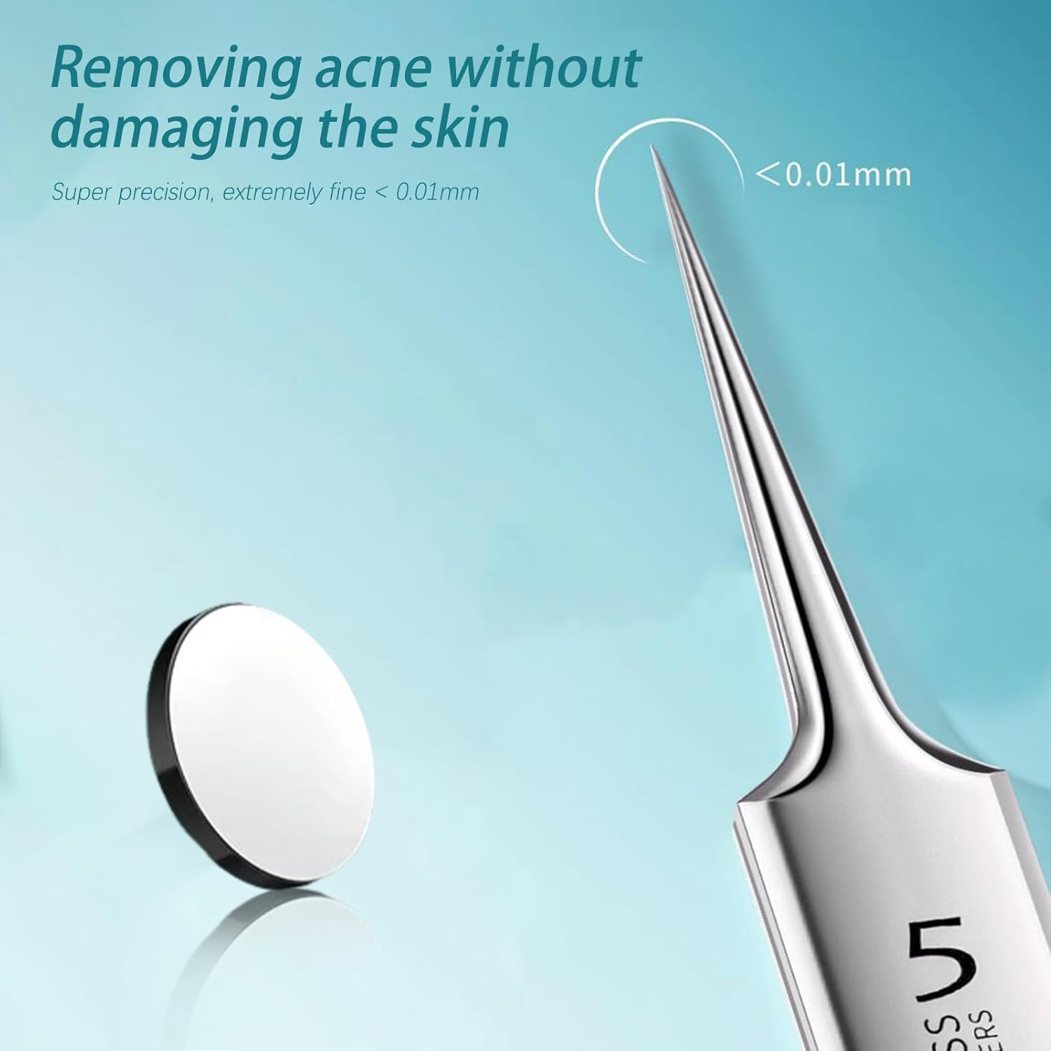 Xolixorium Professional Facial Blackhead Remover Tweezers - Extractor Acne Removal Kit Pimple Popper Tool Pimple Popping Kit Precision Tweezers for Whiteheads Acne Clip Ingrown Hairs Stainless Steel image number 2