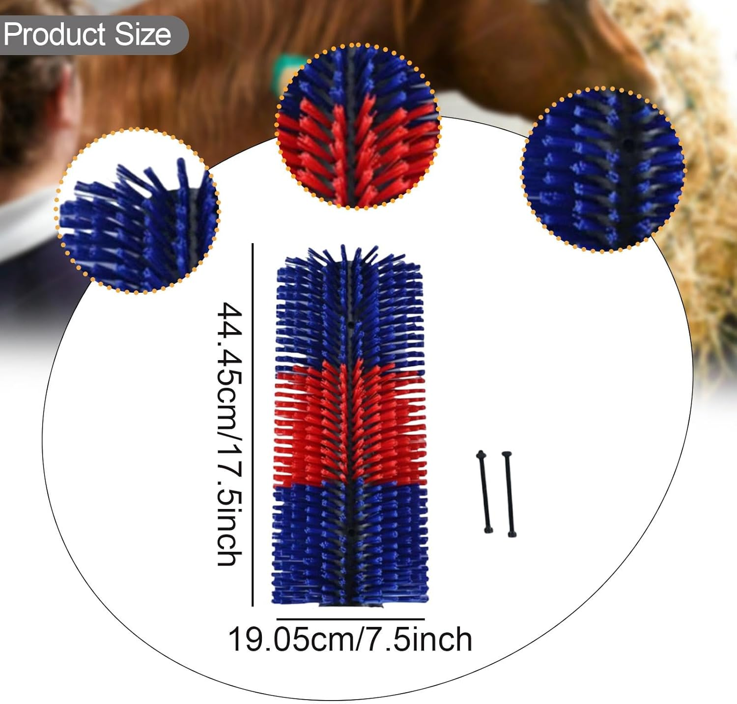 Kowaku Cattle Scratcher Brush, Back Scratching Massage Brush for Animal Back Scratching Post, Red Blue image number 1