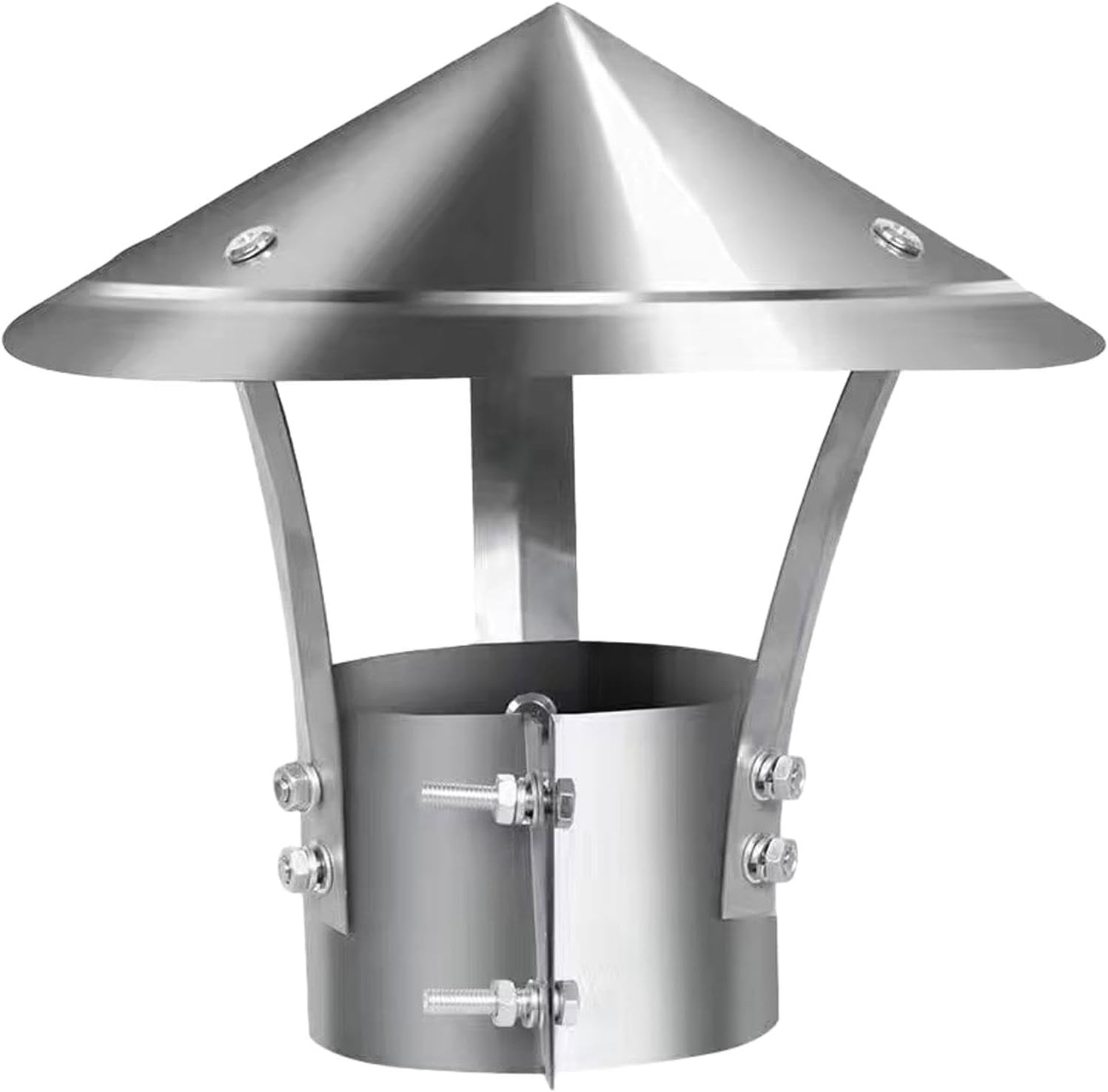 Generic Cone Top Chimney Cap Stainless Steel Chimney Exhaust Pipe Cap Practical Adjustable outside Exhaust Pipe Rain Cap for Home, Style A, as Described - Style A image number 4