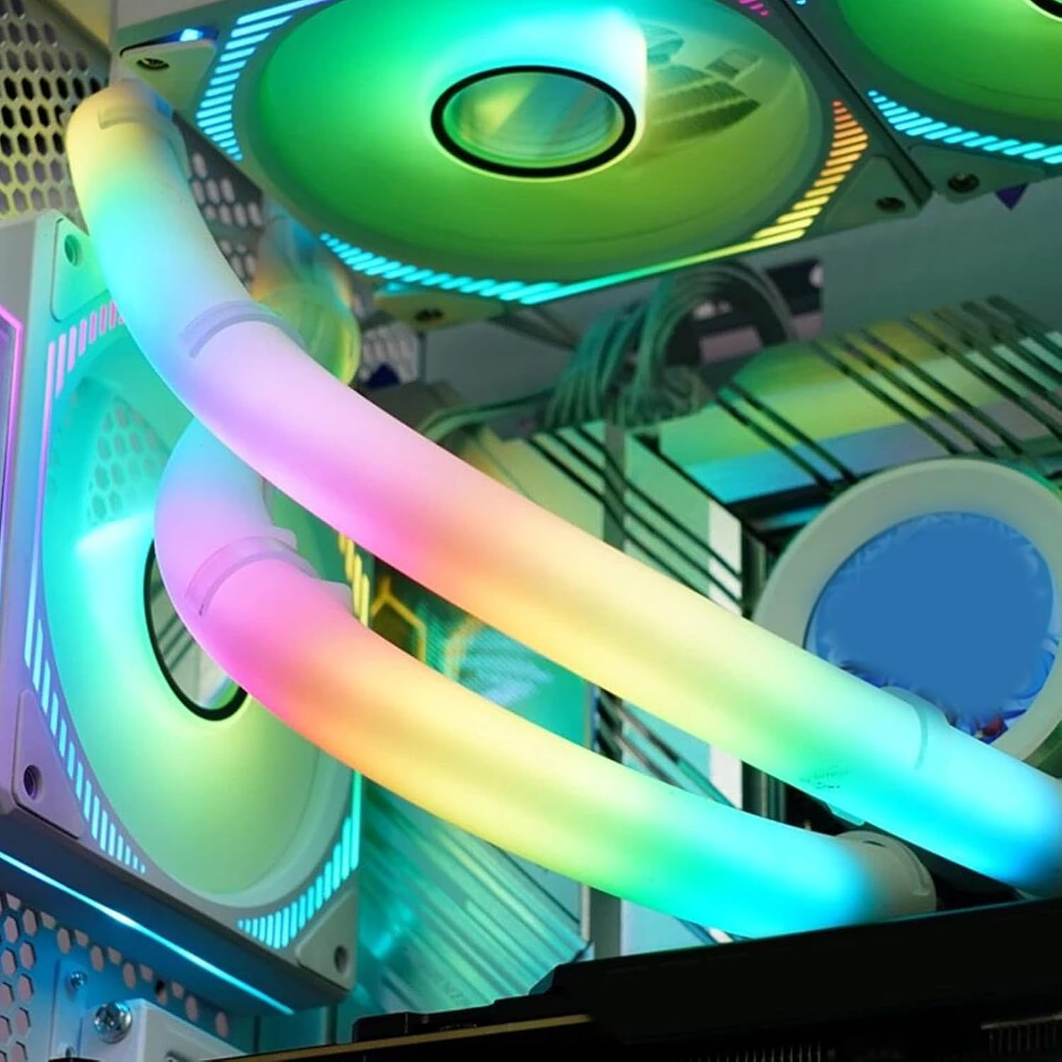 360 Degree Panoramic Soft Light ARGB Tube Sleeve, 35 Beads, Snap on Design, Silicone Material, for ARGB Motherboards, Original Water Cooler 41-45Cm image number 5