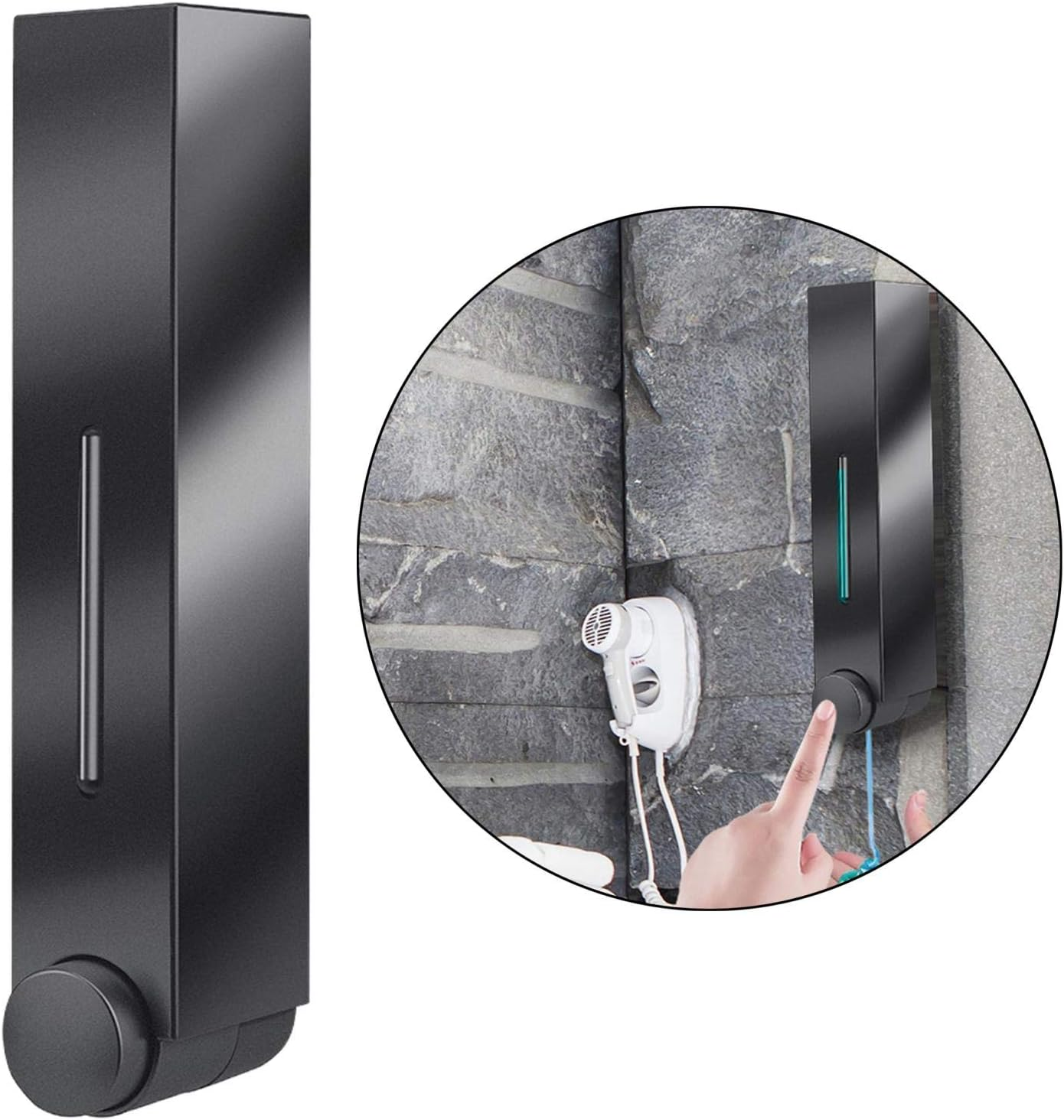 Wall Mounted Soap Dispenser Shower Lotion Shampoo Gel Bottle Single Black