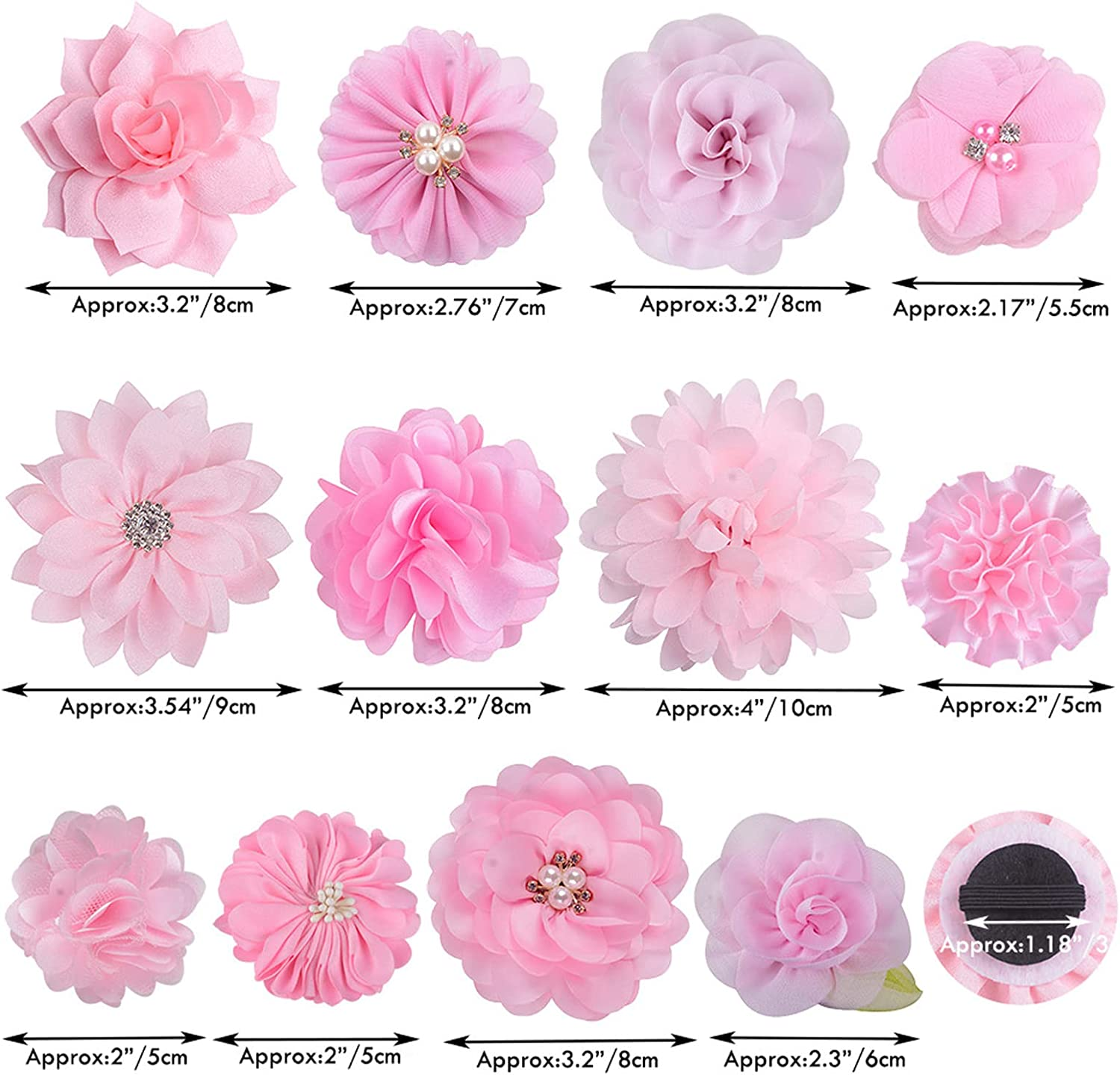 Lopsity 12PCS Pet Collar Flower Bow Collar Detachable Flower Embellishment for Cats Dogs, Pets Supplies for Wedding/Birthday Party (Pink) - Pink image number 2