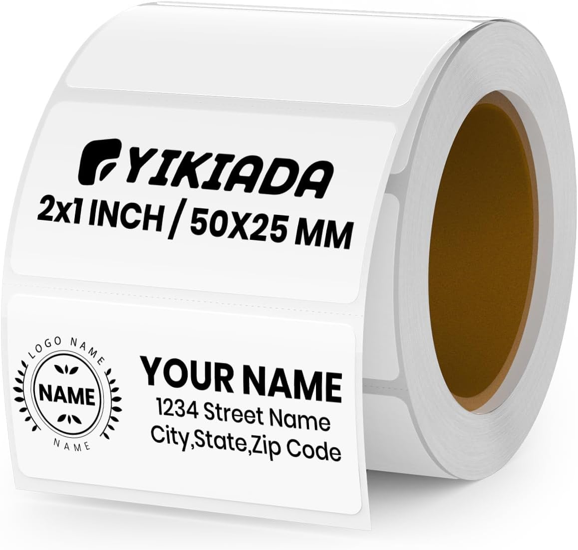 YIKIADA Direct Thermal Labels 1 X 2 Inches White Rectangle Shipping Labels Self-Adhesive Waterproof Thermal Sticker Paper for Busineses & Warehouses 500 PCS per Roll image number 3