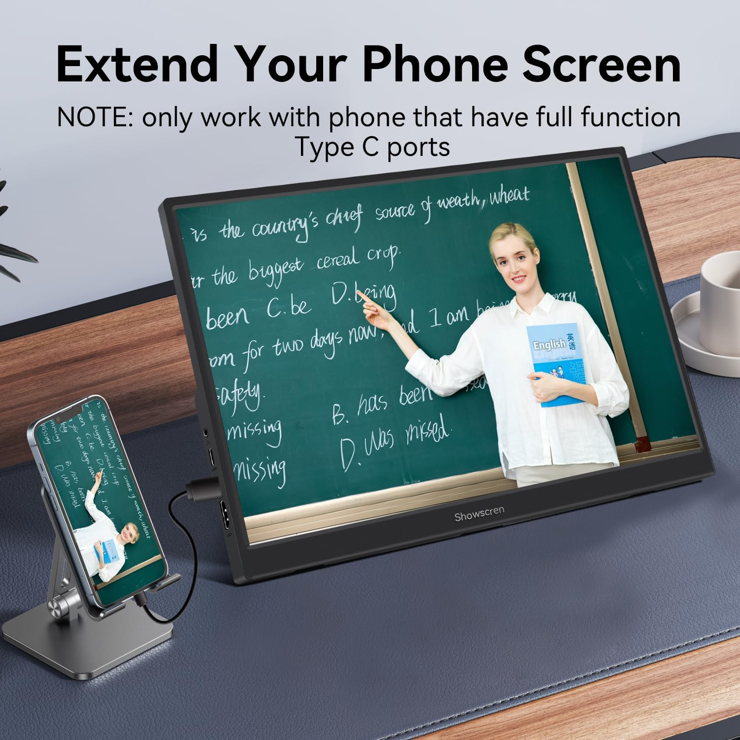 Showscren Portable Monitor Touchscreen Monitor 14 Inch HDR 1920X1200 400Cd/M&sup2; USB C/HDMI IPS Touch Monitor with Dual Speakers, External Monitor for Laptop/Pc/Mac/Xbox/Ps4/5 Switch, VESA image number 2