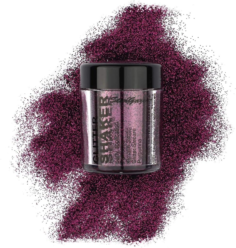Glitter Shaker, Garnet. Cosmetic Glitter Powder for Use on the Eyes, Lips, Face, Body, Hair and Nails.