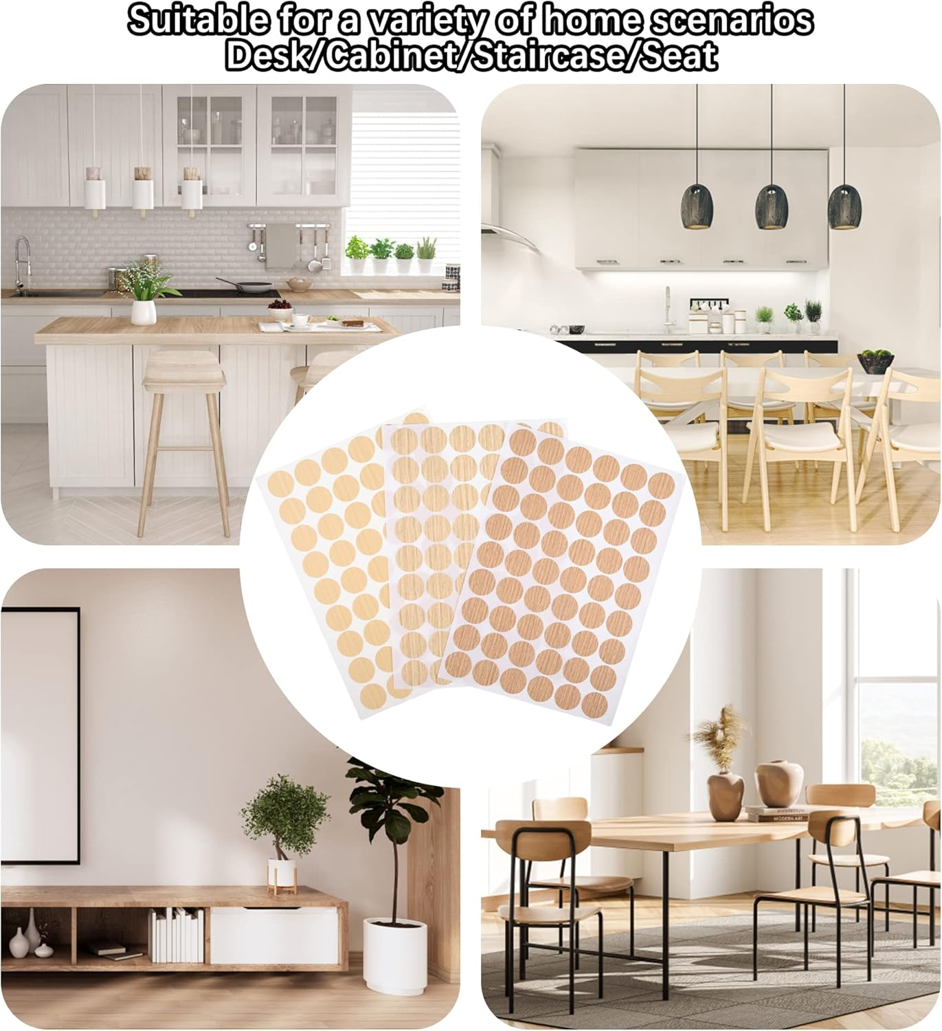 Screw Hole Stickers Self Adhesive 162 Pcs 21Mm round Oak Deep PVC Furniture Screw Cover Stickers