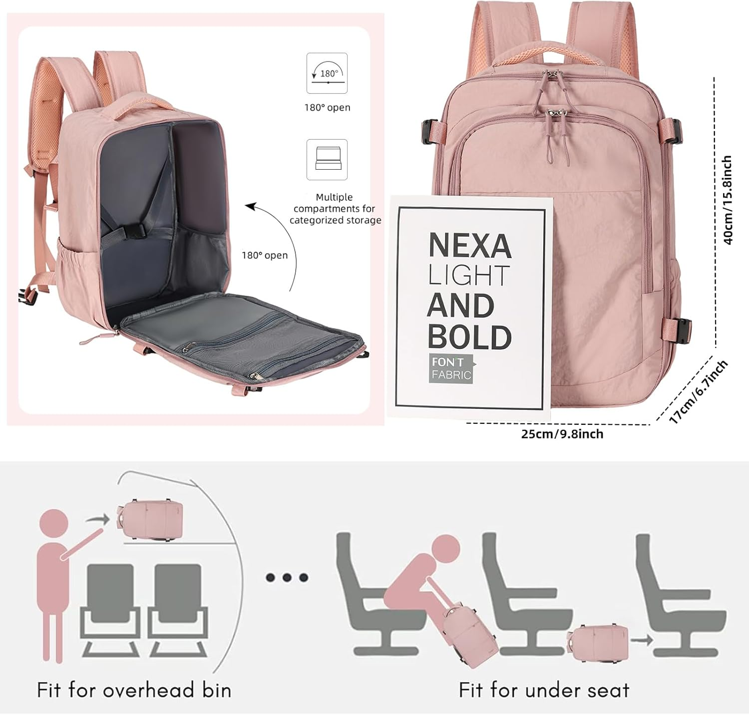 RELITRK Travel Backpack for Women Men,Airline Approved Carry on Backpack,Casual Daypack for Business Travel Essentials image number 5