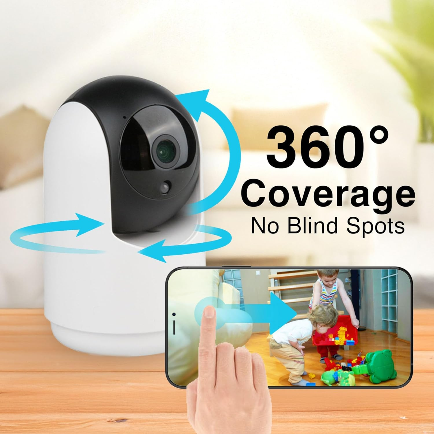 Connect Smarthome 2K Pan Tilt Wi-Fi Camera &ndash; Indoor Surveillance with Motion Tracking, Night Vision, 2-Way Audio, App Alerts, Microsd Storage, Alexa & Google Compatible image number 2