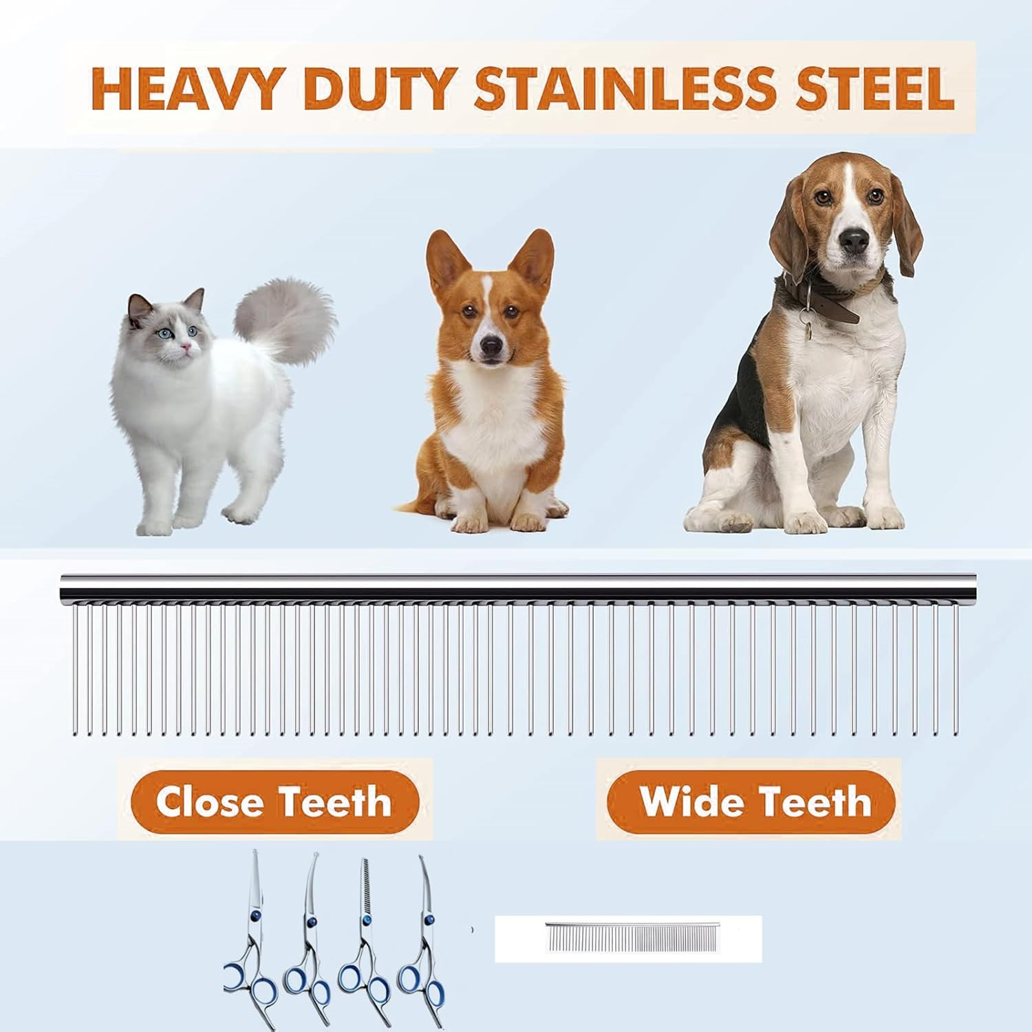 7-In-1 Dog Grooming Scissors Kit, Professional Dog Scissors with Safety round Tips, Stainless Steel Grooming Thinning Shears for Dogs Cat Pet image number 6