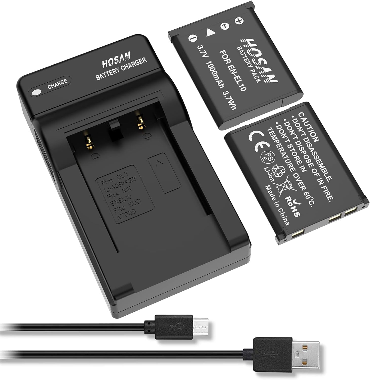 EN-EL10 Replacement Battery (2-Pack) and Portable USB Charger Kit for Nikon EN-EL10 for Nikon Coolpix S200 S210 S220 S230 S3000 S4000 S500 S510 S5100 S520 S570 S60 S600 S700 S80 image number 4