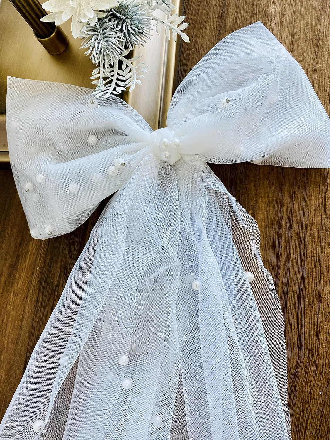 Bachelorette Decorations Bridal Hair Clip Bridesmaid Favors Bride to Be Bridal Shower Gift Bride Hair Pieces Headband Pearl White Bow Veil image number 4