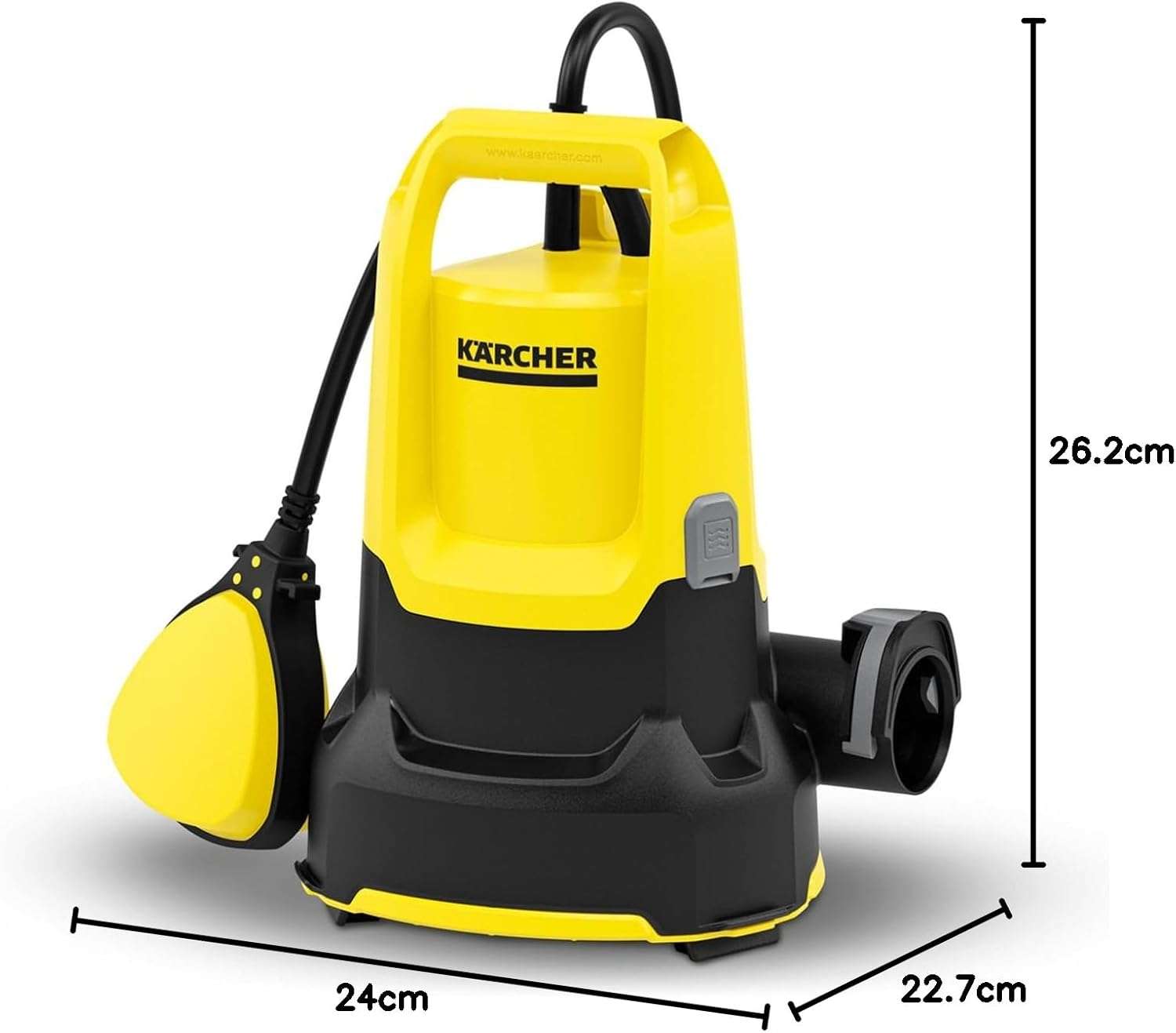 K&auml;rcher SP 9.000 Flat Sucking Submersible Pump Flow Rate 9,000 L/H Immersion Depth Max. 7 M for Dirty Water with Particles up to a Size of 5 Mm, Residual Water Height: 1 Mm, Pressure: 0.6 Bar