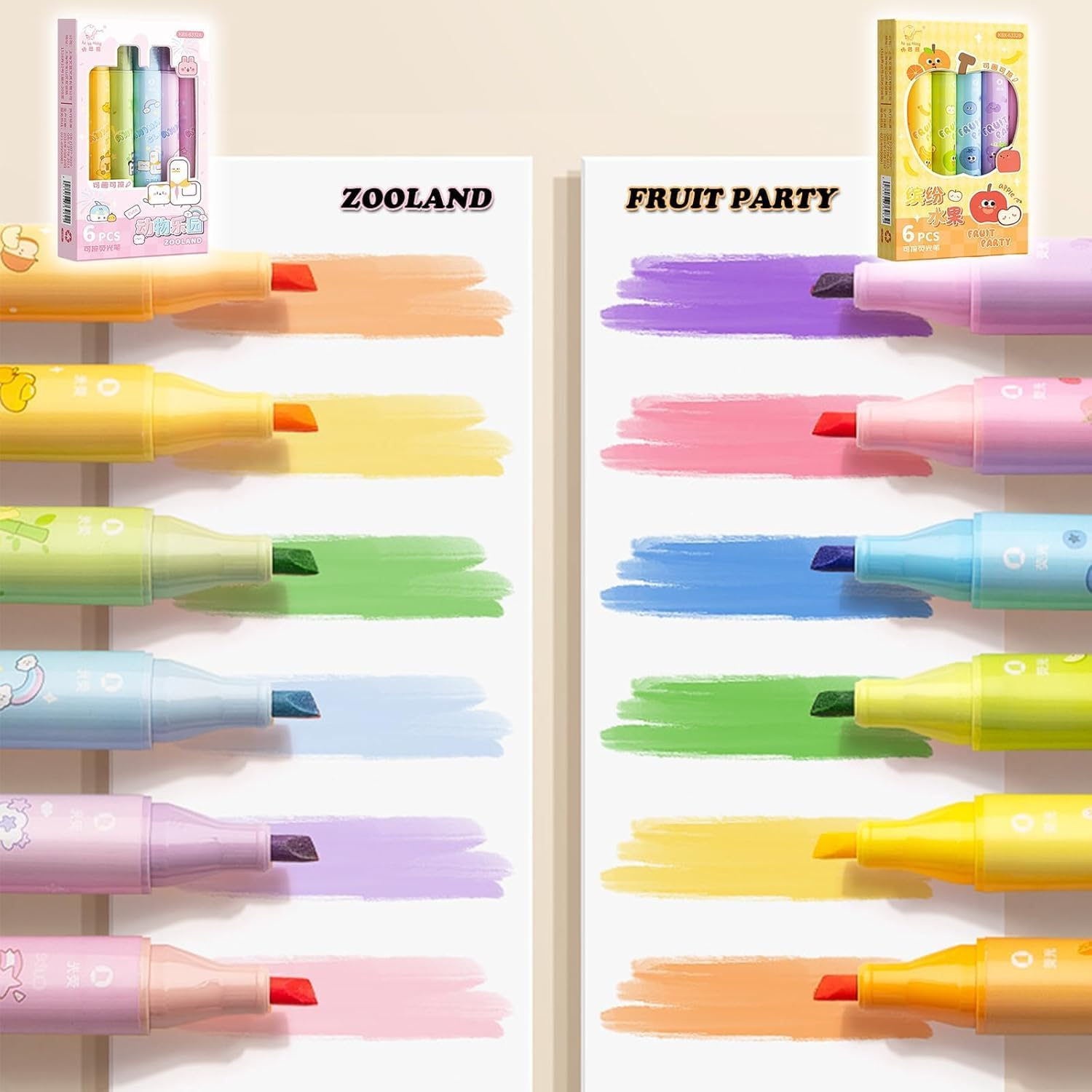 12Pcs Erasable Highlighter, Betterjonny Pastel Highlighters,Cute Dual Tip Assorted Color Highlighter Pens Wrong Color Can Be Corrected with the Other End Pens for Journals,Notebooks, Office image number 4